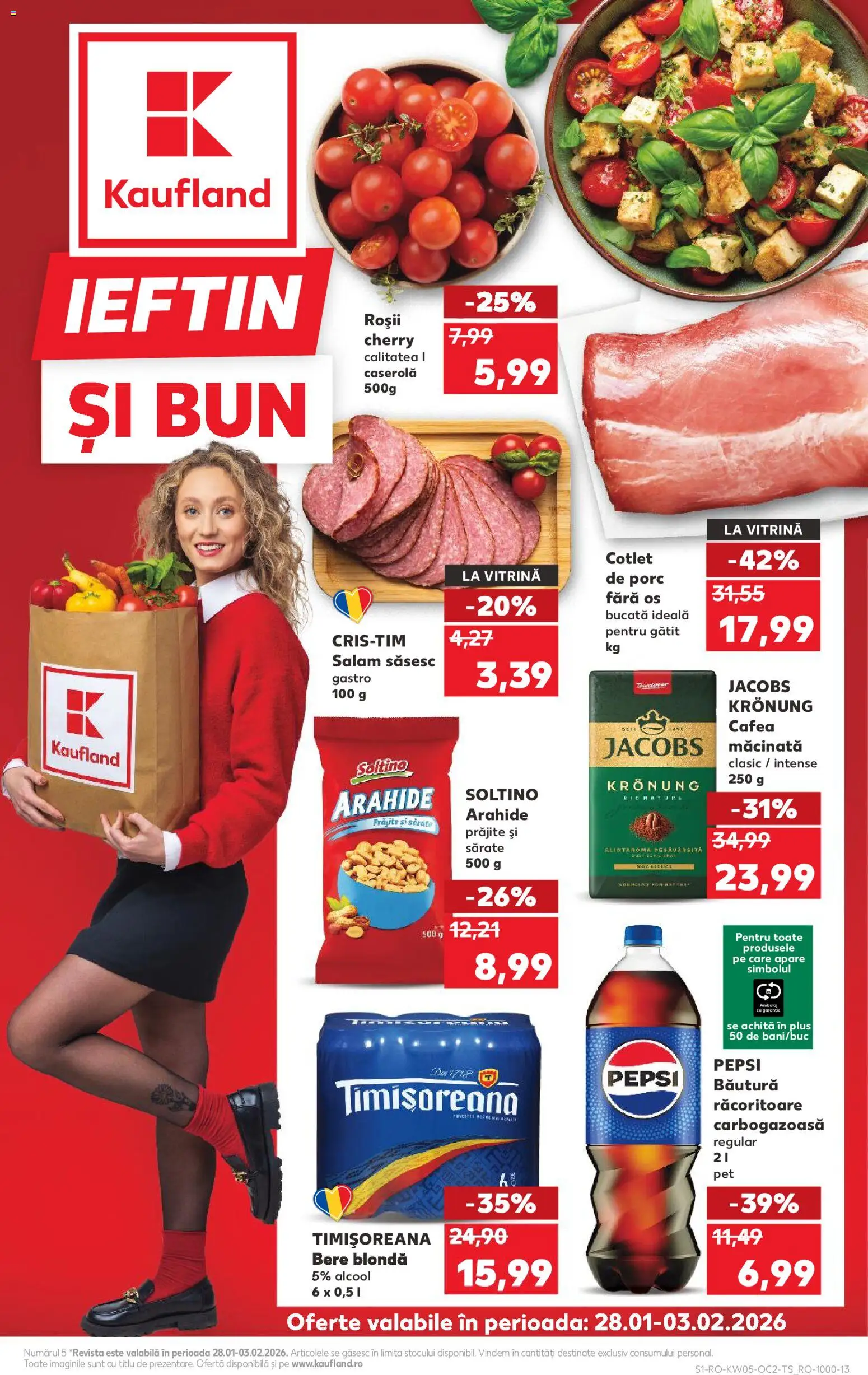 Noul catalog Kaufland – valabil de la 28.01.2026 | Pagină: 1 | Produse: Lait de coco, Cafea, Bere, Roșii