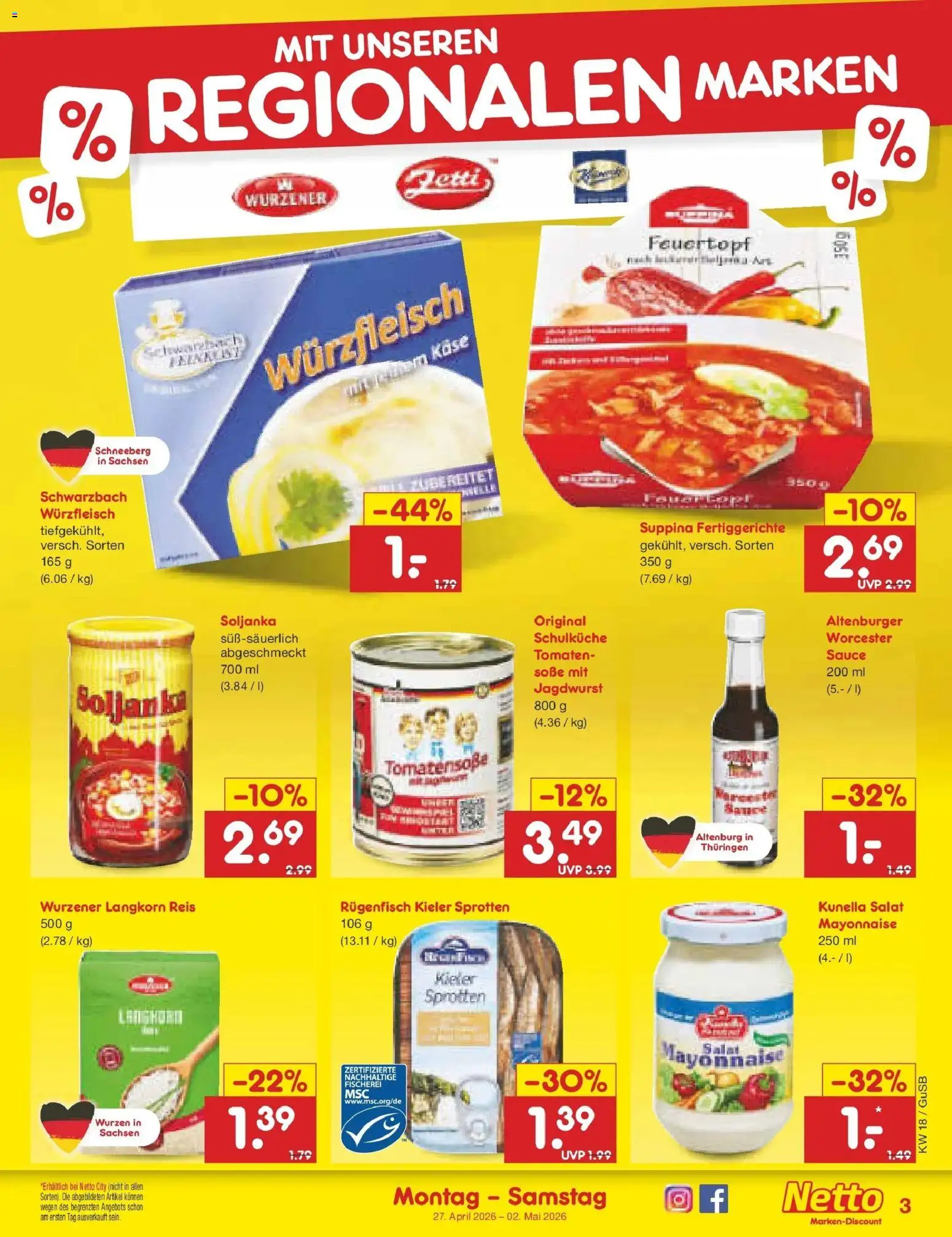Netto Marken-Discount Prospekt Machern	 – gültig ab 27.04.2026 | Seite: 35 | Produkte: Mayonnaise, Fertiggerichte, Reis, Salat