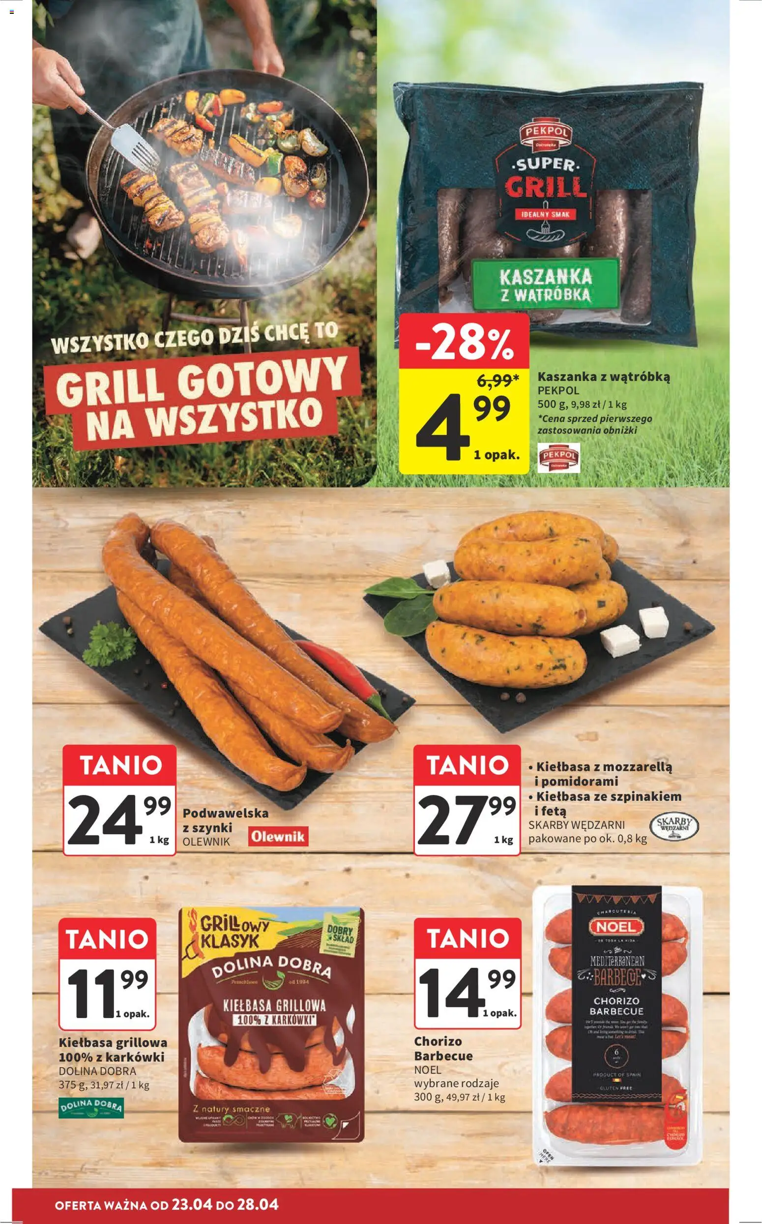 Intermarche gazetka od 23.04.2026 | Strona: 6 | Produkty: Kiełbasa, Grill, Kaszanka, Mozzarella
