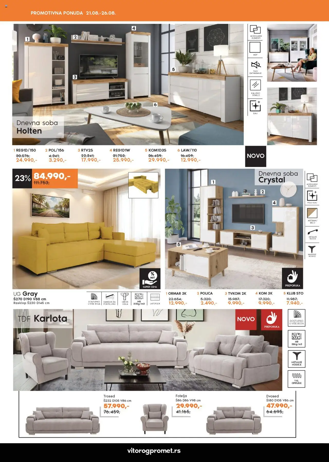 Vitorog katalog - važi od 21.08.2025 | Strana: 2 | Proizvode: Fotelja, Sto, Ormar, Trosed