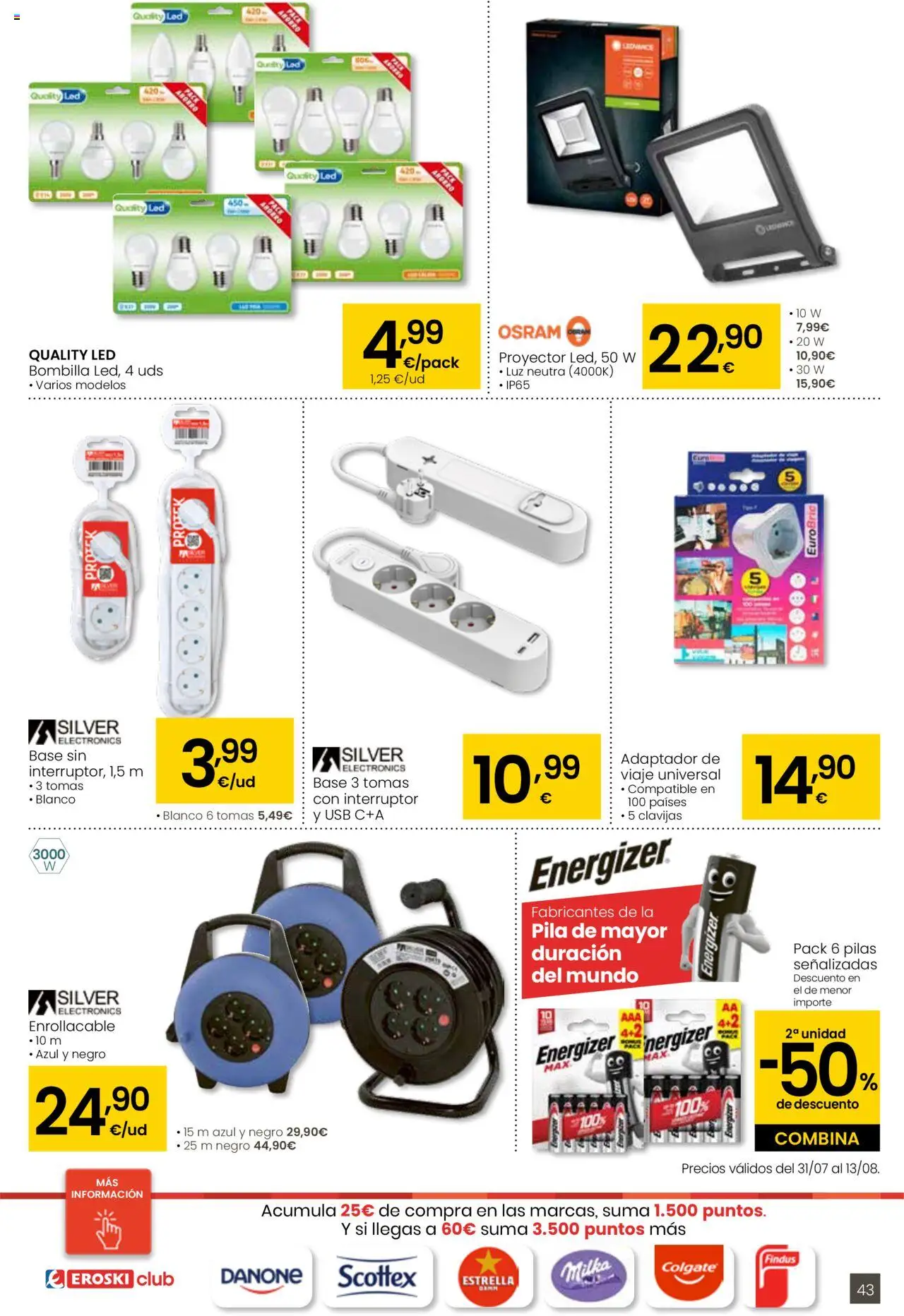 Eroski - Para conquistarte │ válido desde el 31.07.2025 | Página: 43 | Productos: Adaptador, USB, Bombilla