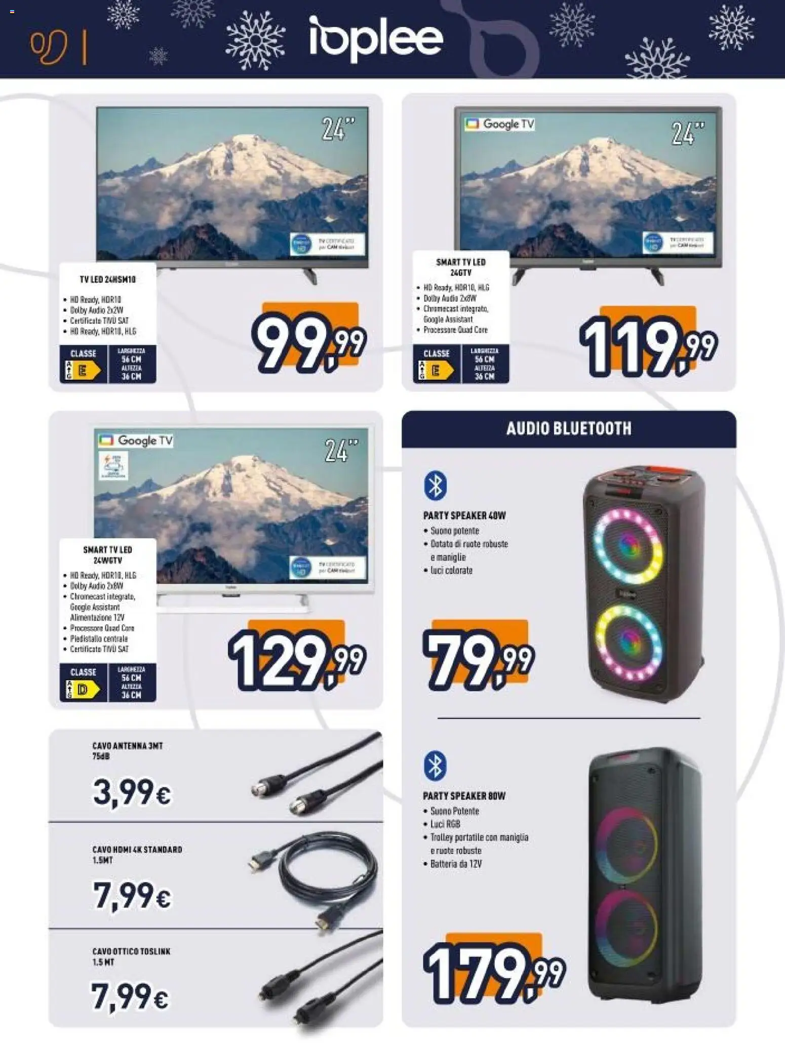 Volantino Unieuro del 06.12.2025 | Pagina: 2 | Prodotti: Audio, Cavo, Trolley, Batteria