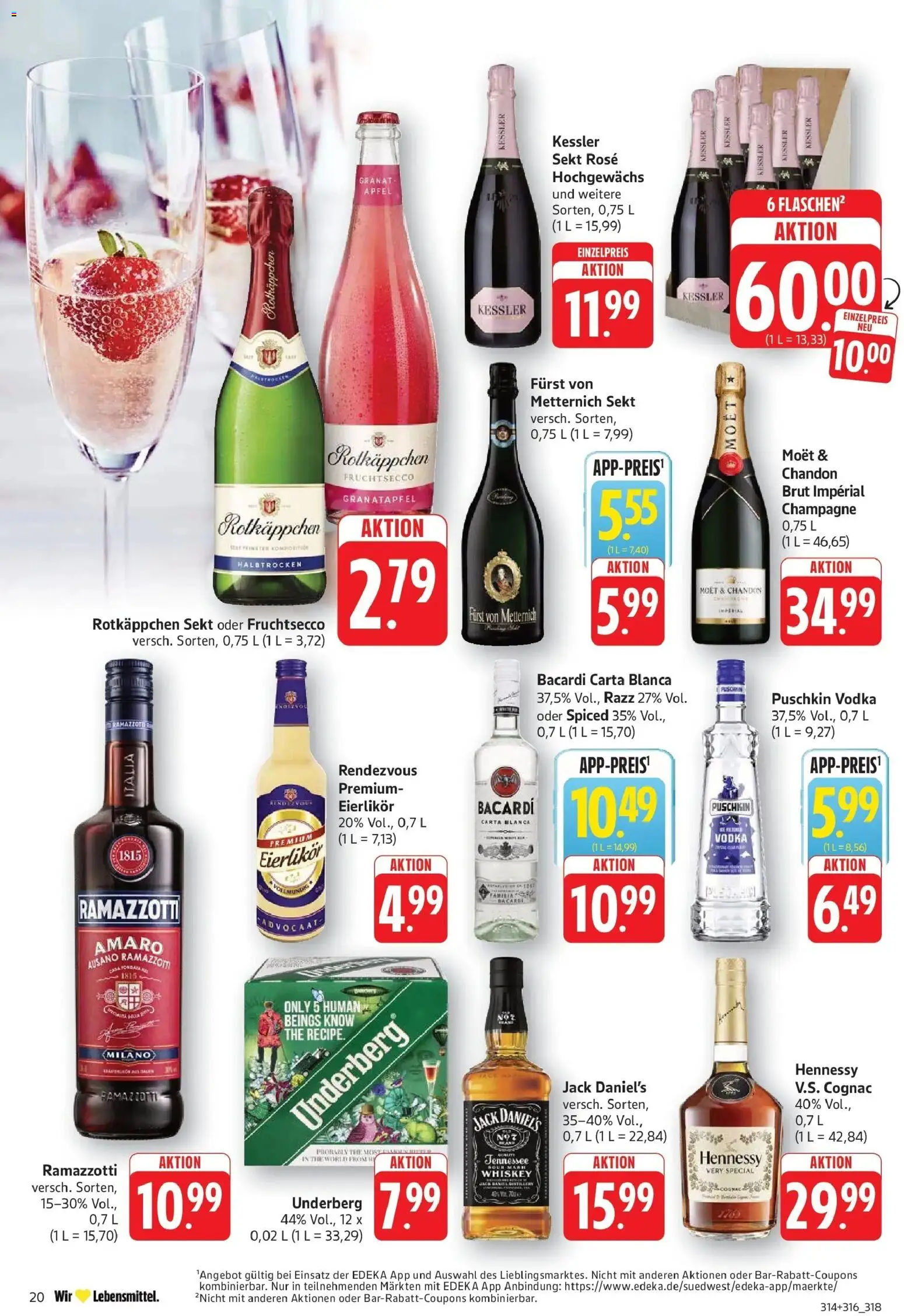 E center Prospekt Eislingen	 – gültig ab 23.03.2026 | Seite: 20 | Produkte: Bacardi, Furst von metternich, Granatapfel, Vodka