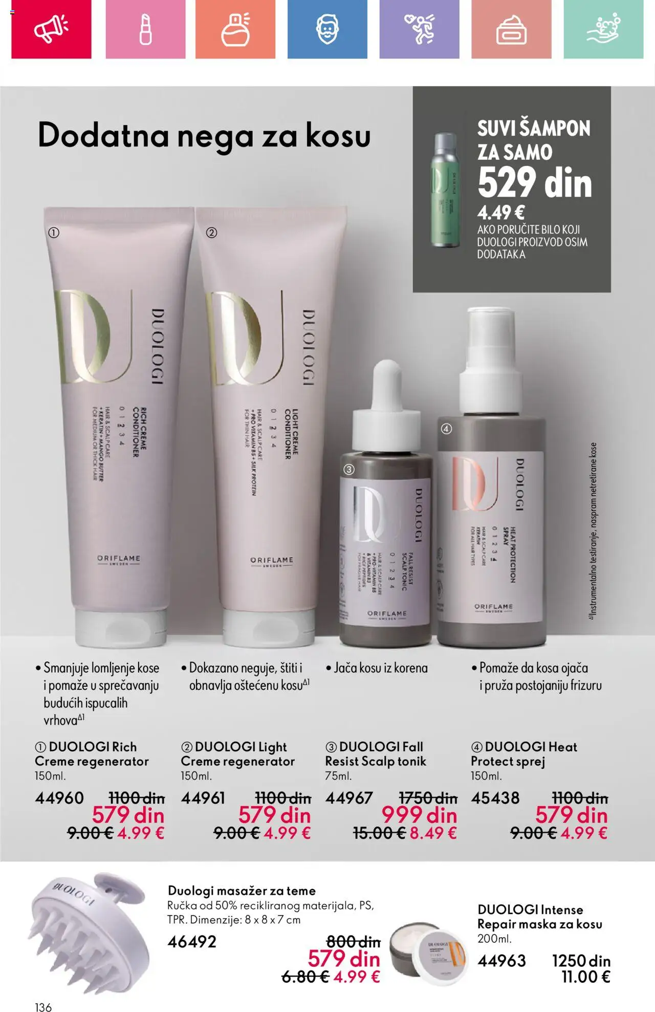 Oriflame katalog - važi od 22.06.2025 | Strana: 136 | Proizvode: Protein, Šampon, Maska za kosu, Tonik
