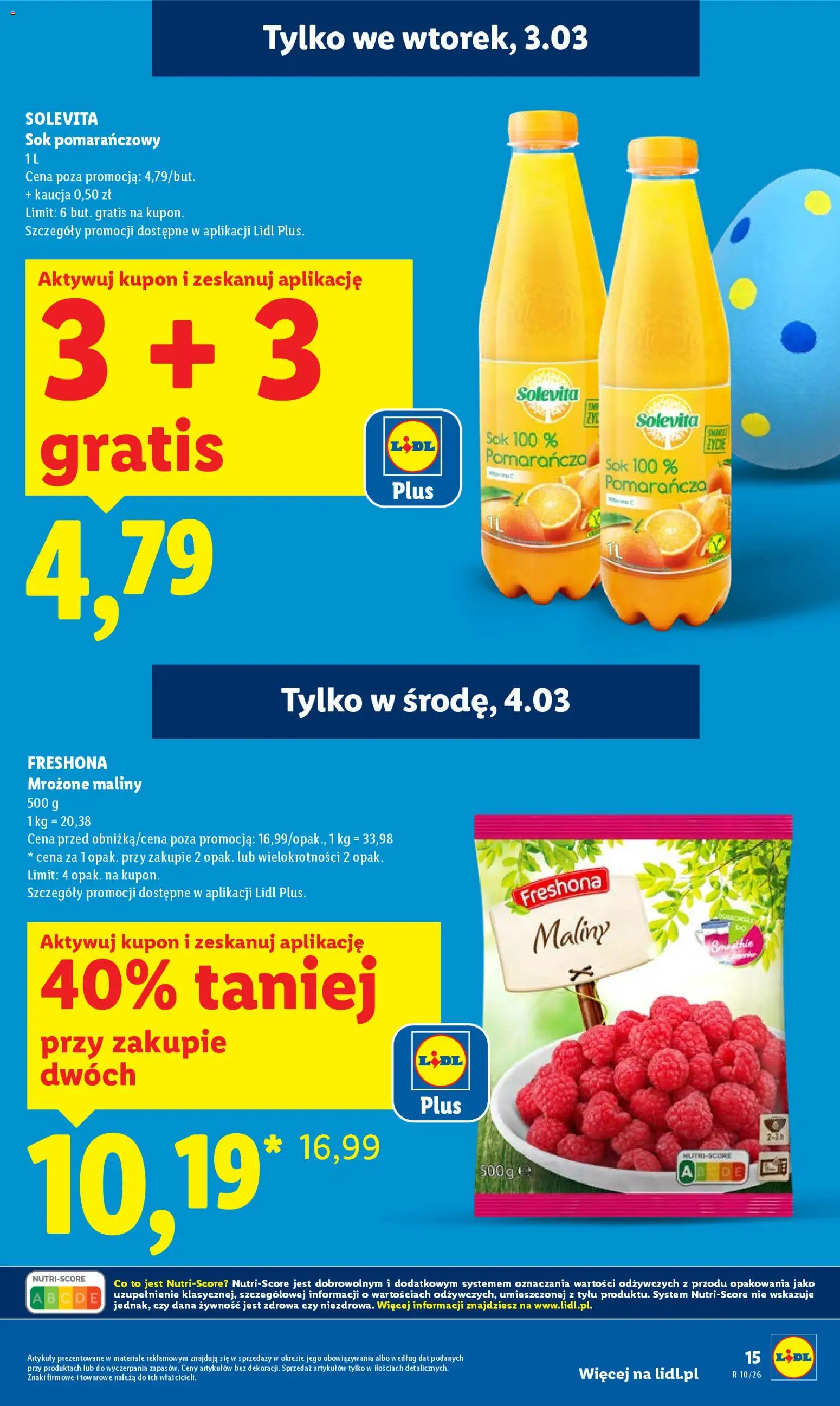 Lidl Polsko leták od 02.03.2026 | Strana: 15 | Produkty: Maliny, Solevita