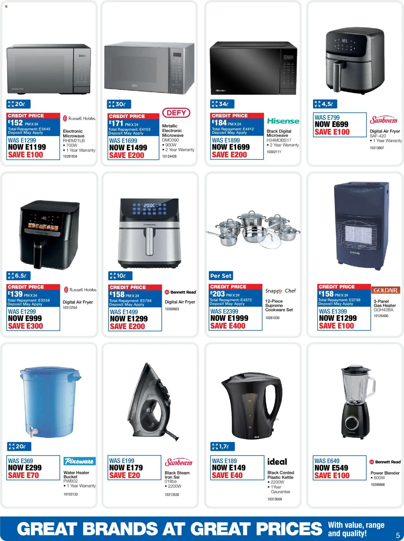 New OK Furniture catalogue – valid from 13.04.2026 | Page: 5 | Products: Kettle, Iron, Blender, Water