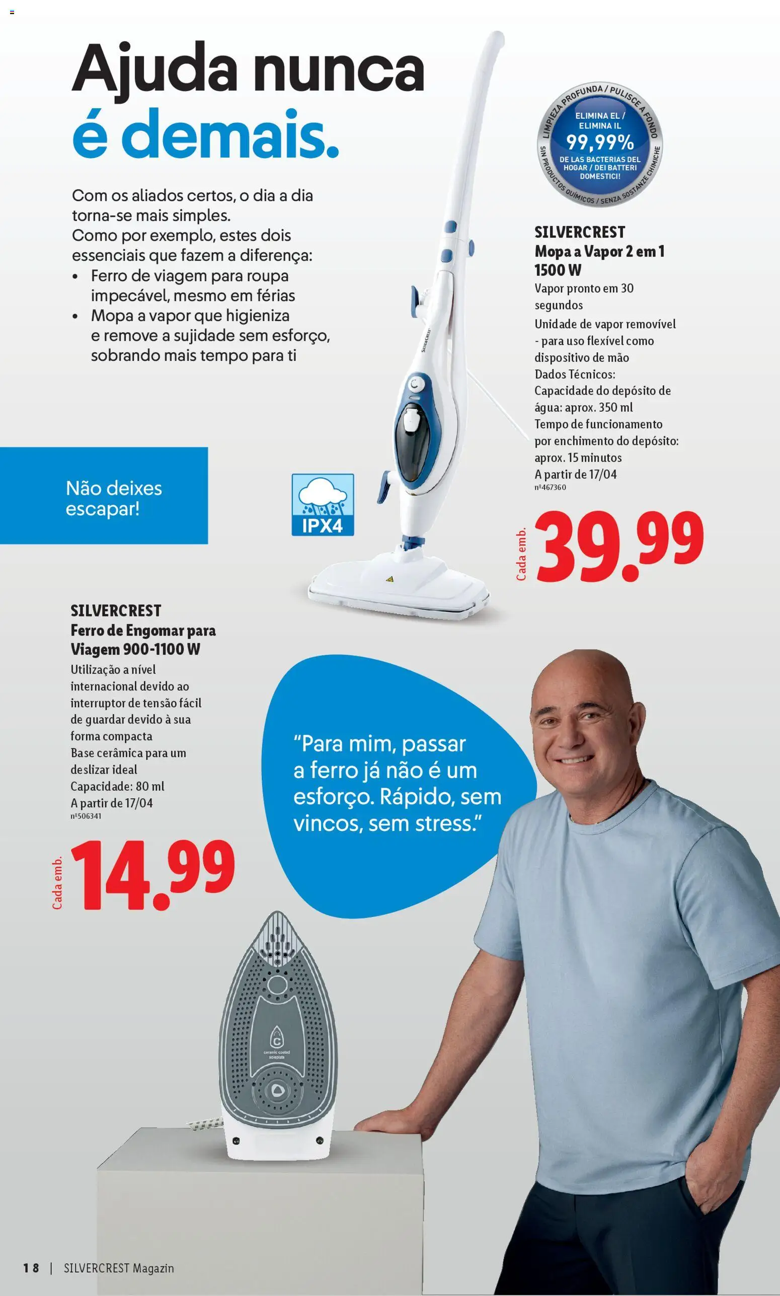 Lidl folheto │ válido de 31.03.2026 | Página: 18 | Produtos: Agua, Ferro de engomar, Interruptor, Base