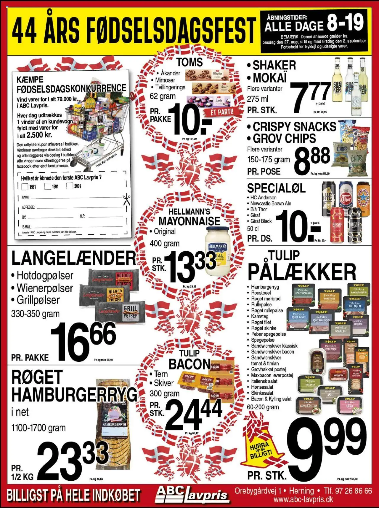 Abc Lavpris Tilbudsavis gyldig fra 27.08.2025 | Side: 5 | Produkter: Chips, Leverpostej, Bacon, Hamburgerryg