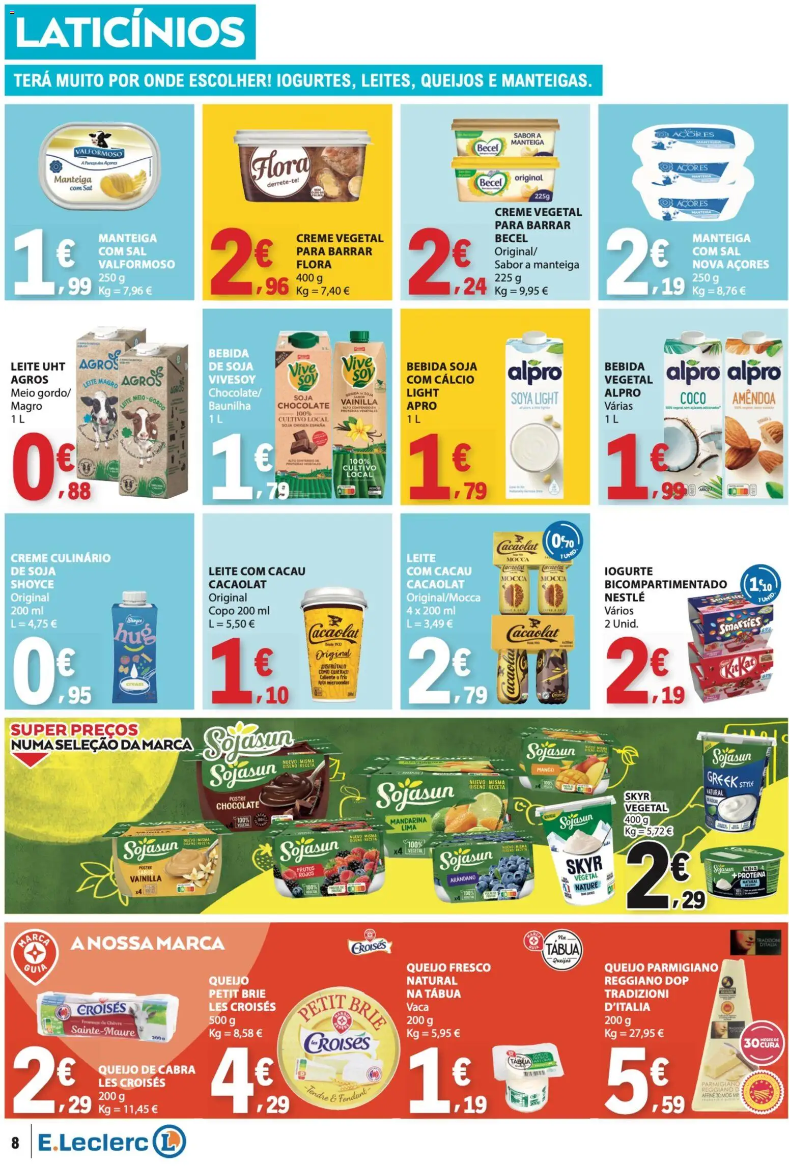 E.Leclerc folheto │ válido de 19.03.2026 | Página: 8 | Produtos: Soja, Manteiga, Nestlé, Bebida
