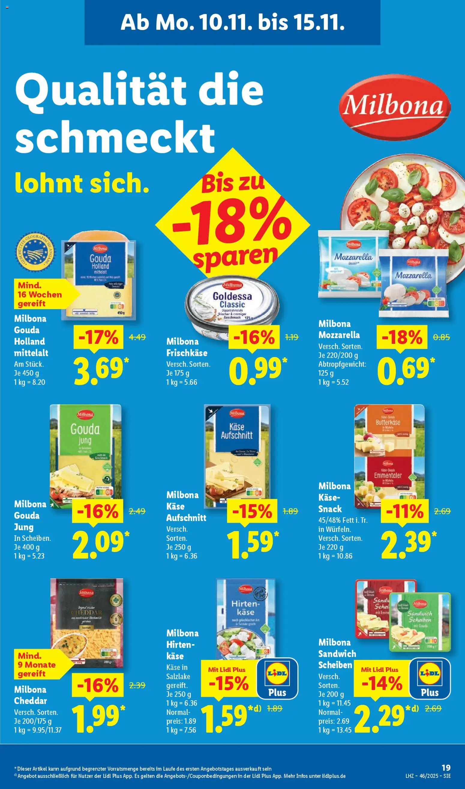 Lidl Prospekt Gladenbach – gültig ab 10.11.2025 | Seite: 29 | Produkte: Käse, Mozzarella, Gouda, Frischkase