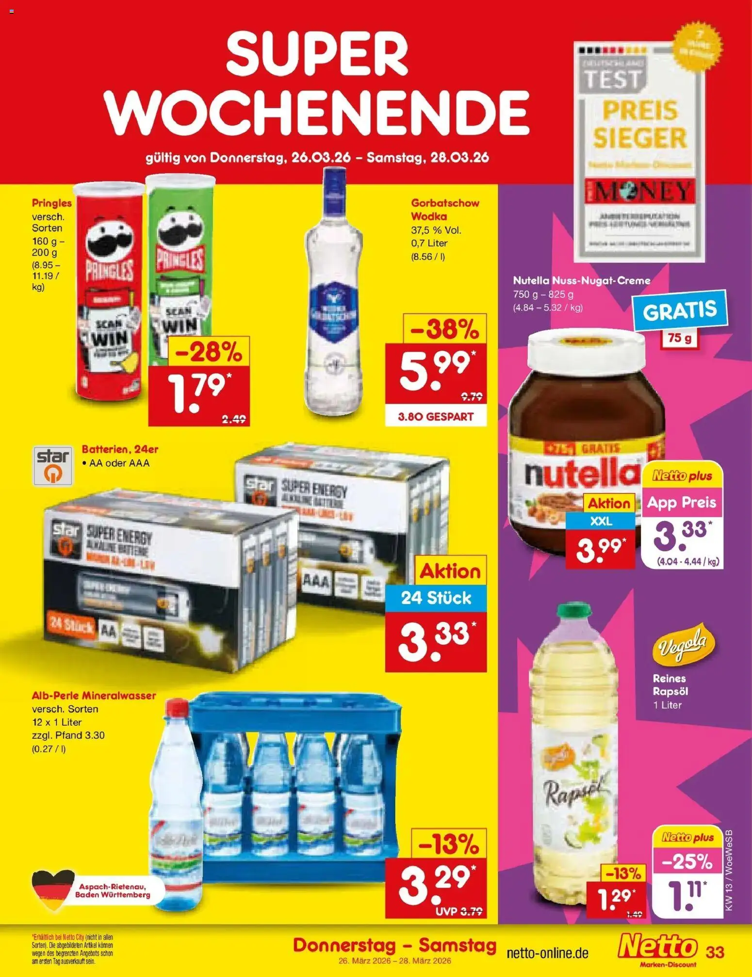 Netto Marken-Discount Prospekt Katzweiler	 – gültig ab 23.03.2026 | Seite: 47 | Produkte: Energy, Rapsöl, Nutella, Pringles