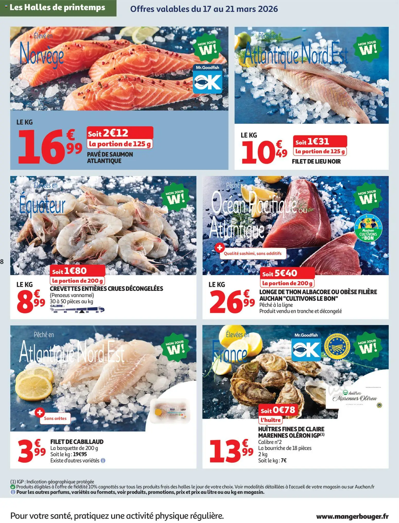 {H1} | Page: 8 | Produits: Pavé de saumon, Pêche, Huîtres fines, Huîtres