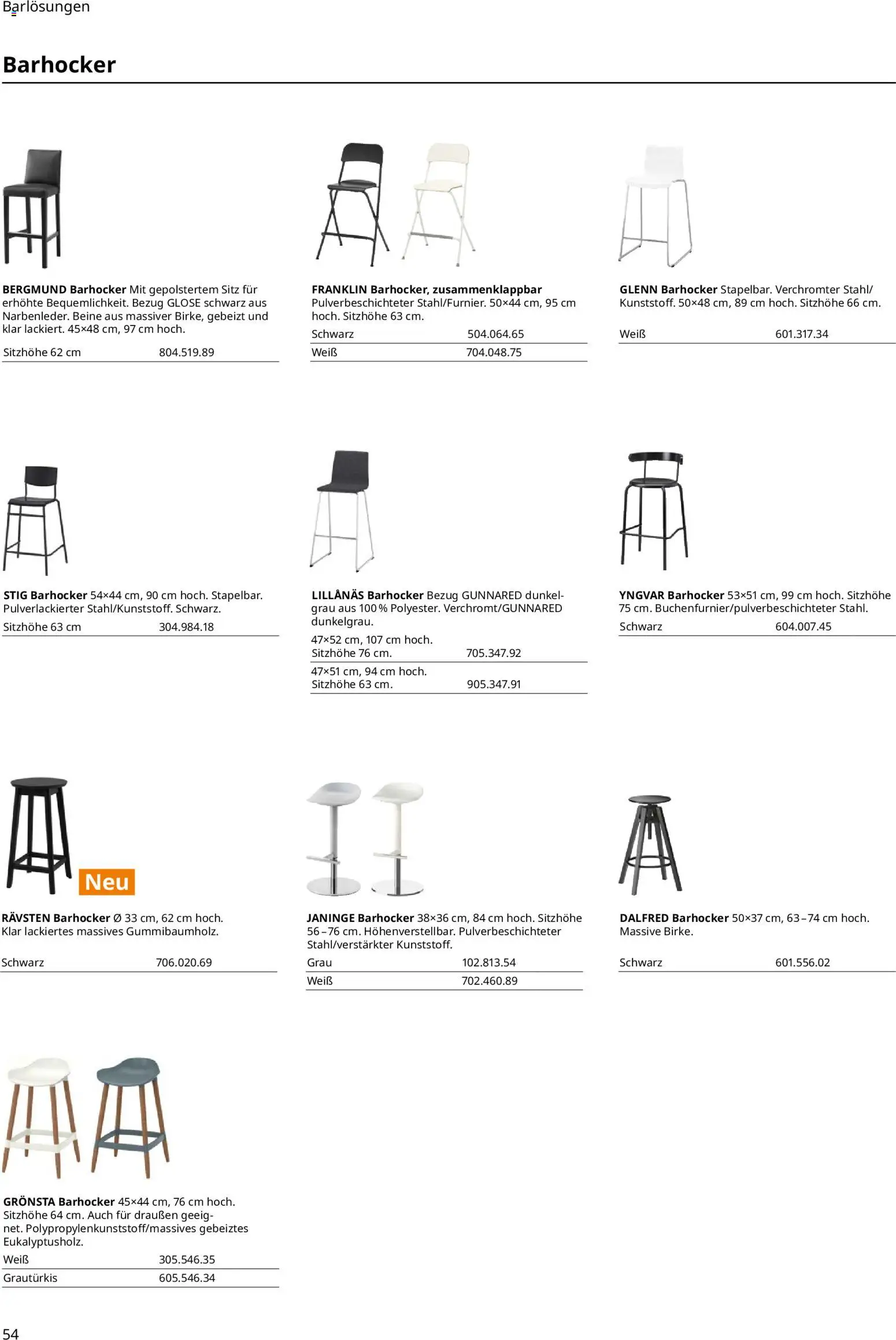 Ikea Essplatz – gültig ab 02.01.2026 | Seite: 54 | Produkte: Barhocker