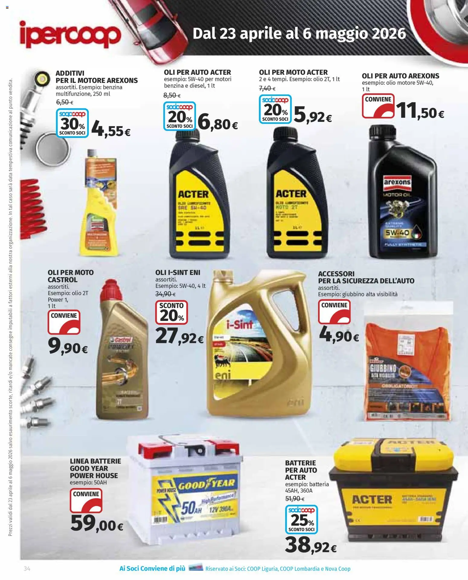 Volantino Ipercoop del 23.04.2026 | Pagina: 34 | Prodotti: Olio motore, Data, Batteria, Batterie