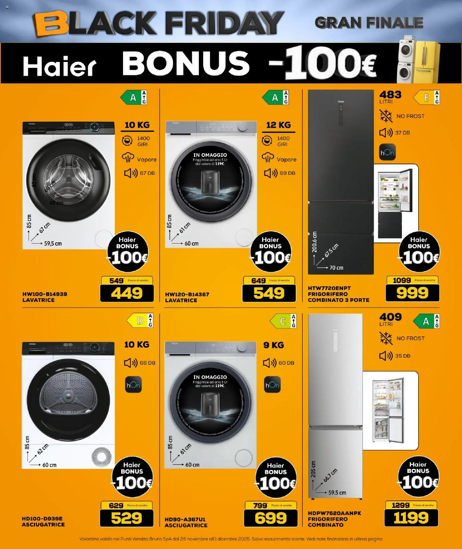Volantino BRUNO del 26.11.2025 | Pagina: 18 | Prodotti: Lavatrice, Asciugatrice, Frigorifero, Friggitrice