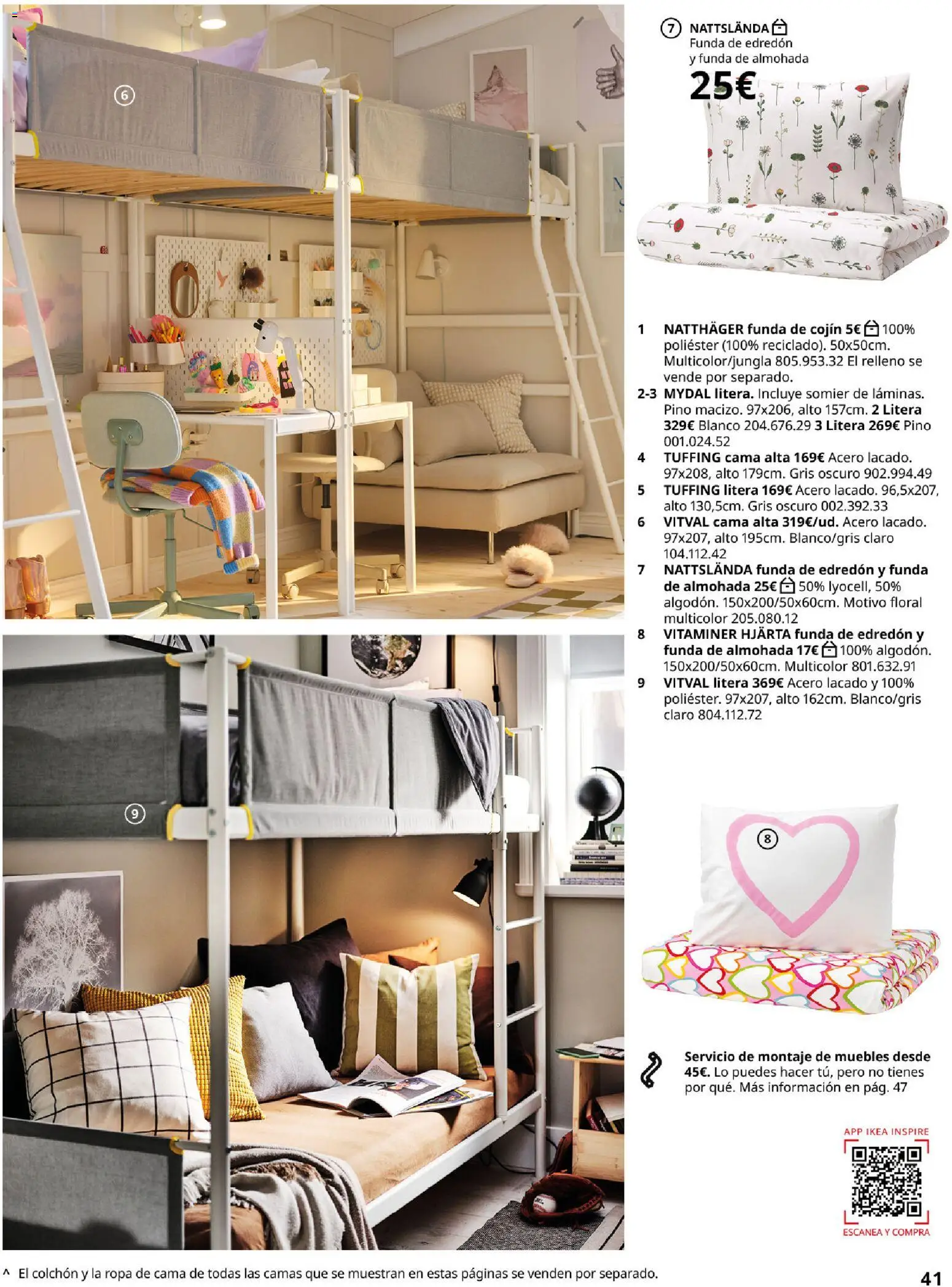 Catálogo IKEA  y los niños  │ válido desde el 06.03.2026 | Página: 41 | Productos: Colchon, Funda de cojín, Cama, Cojín