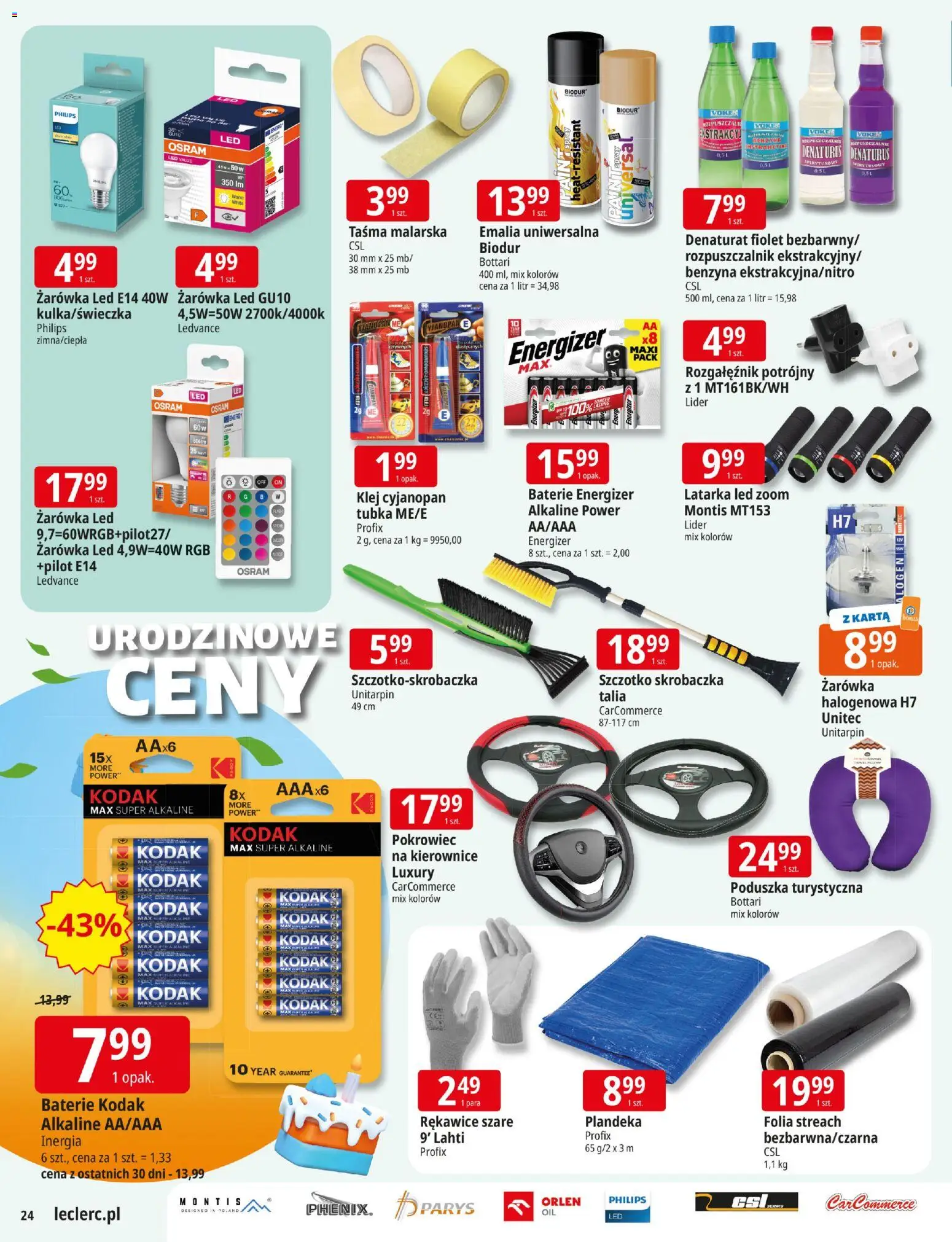 E.Leclerc Gazetka - Warszawa Ursynów od 03.11.2025 | Strona: 24 | Produkty: Karta, Baterie, Poduszka, Denaturat