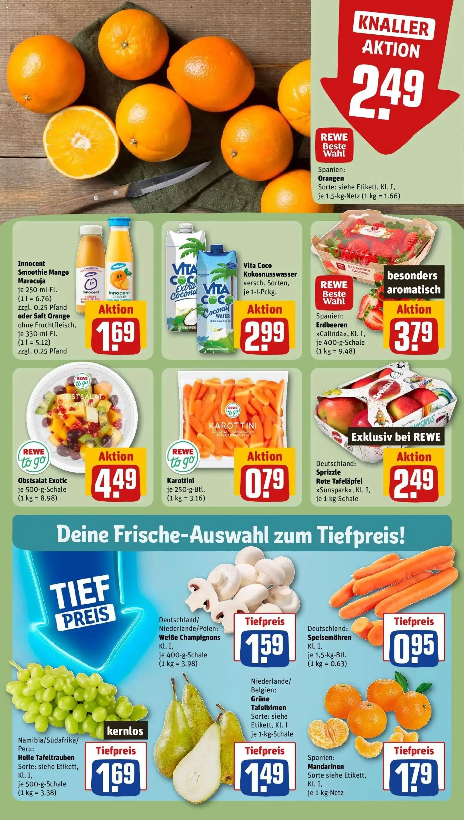 Rewe prospekt Konstanz	 – gültig ab 16.02.2026 | Seite: 10 | Produkte: Mandarinen, Orangen, Saft, Erdbeeren