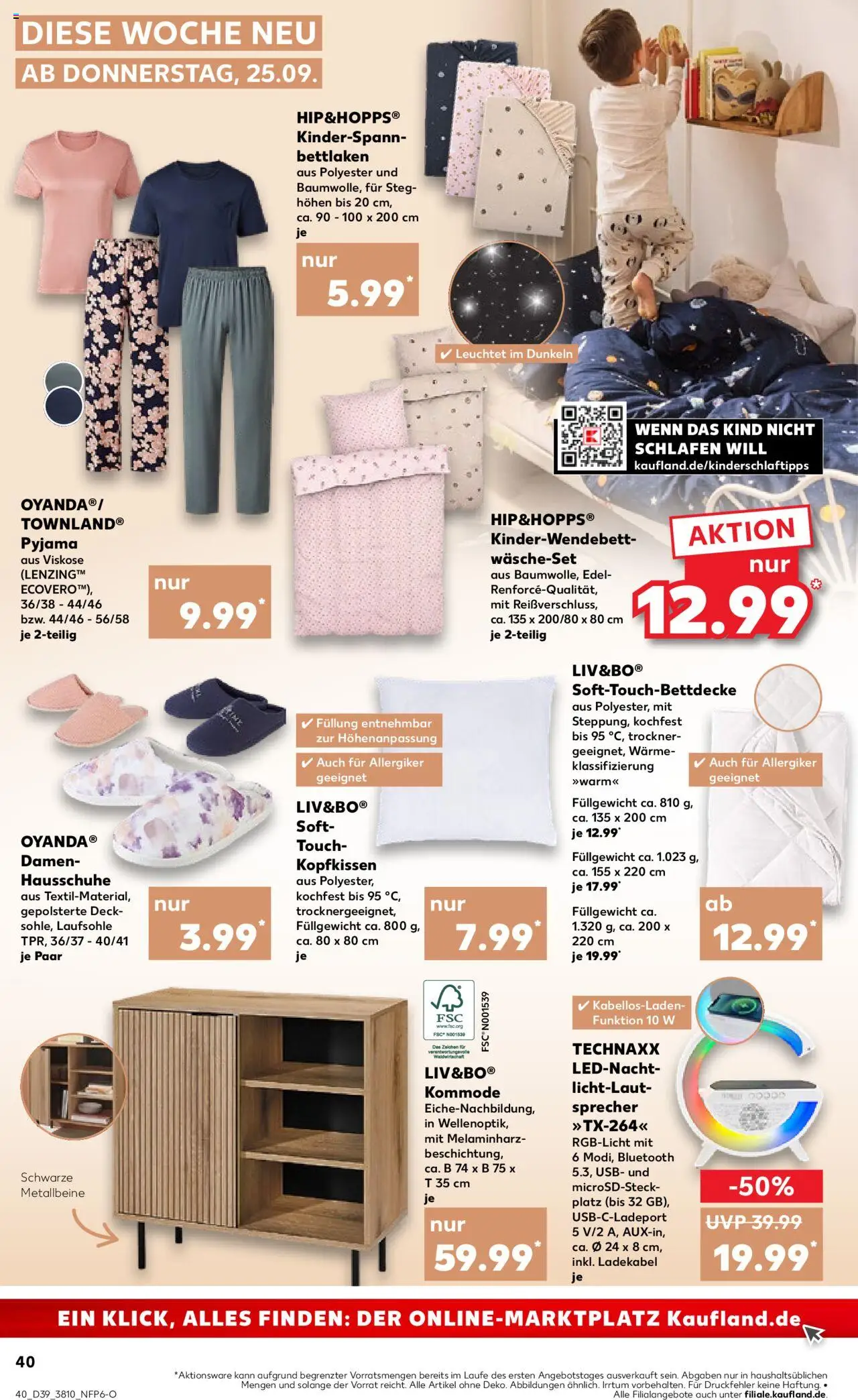 Kaufland prospekt Rostock	 – gültig ab 25.09.2025 | Seite: 40 | Produkte: USB, Trockner, Ladekabel, Pyjama