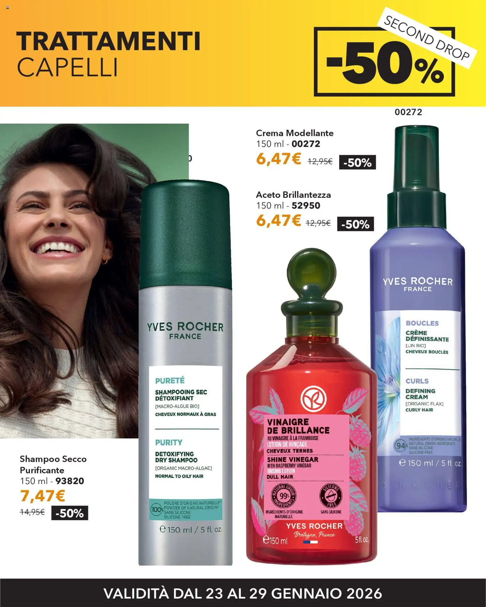 Volantino Yves Rocher del 20.01.2026 | Pagina: 6 | Prodotti: Shampoo, Crema, Aceto, Silicone