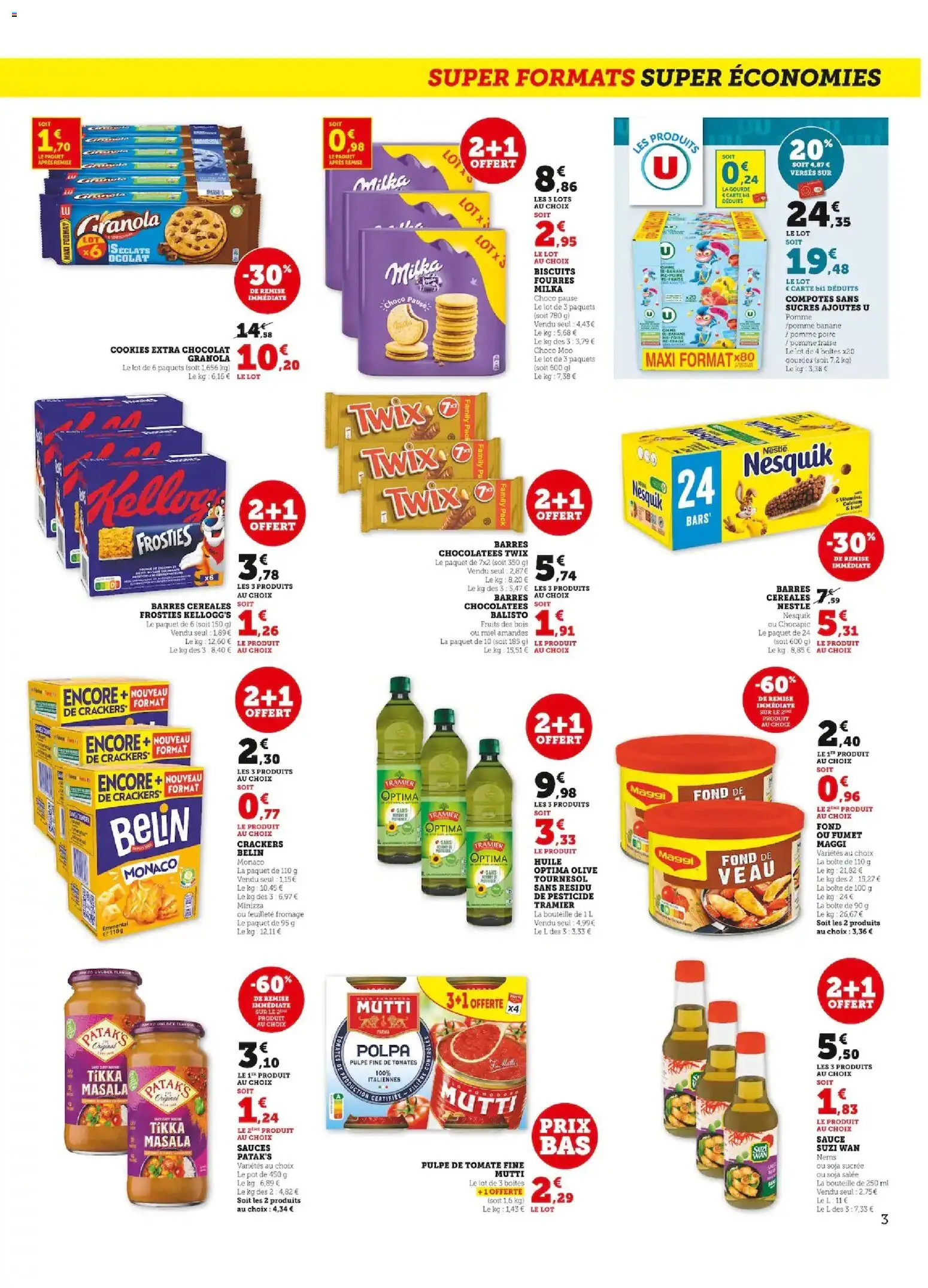 {H1} | Page: 3 | Produits: Chocapic, Pomme, Huile, Granola