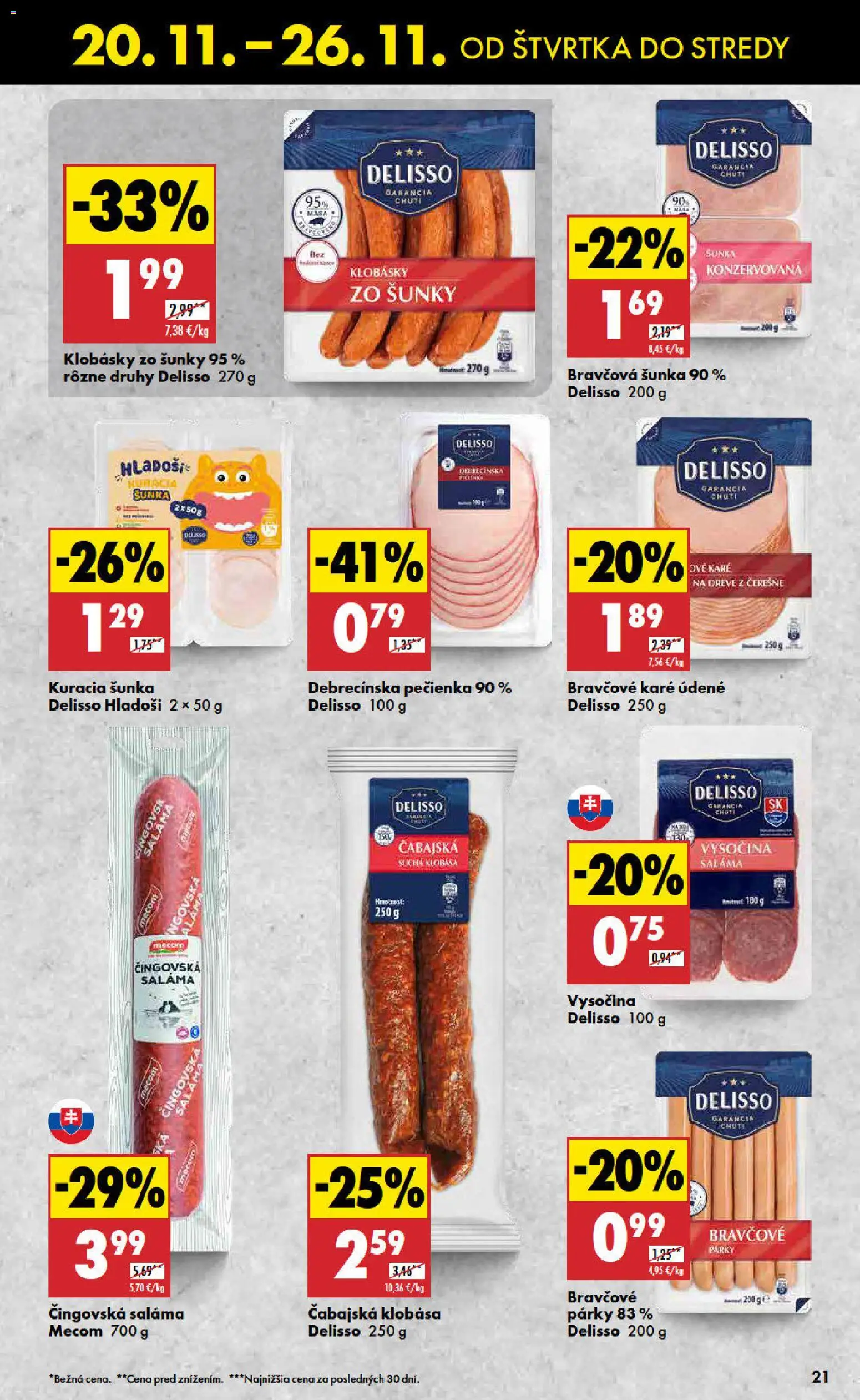 Nové Biedronka akcie – leták je platný od 20.11.2025 | Strana: 21 | Produkty: Saláma, Šunka, Klobása, Párky