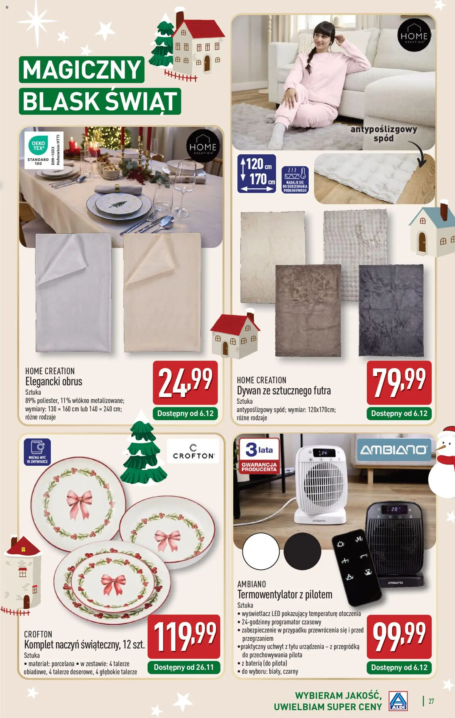 Aldi Gazetka - Katalog prezentowy od 03.11.2025 | Strona: 27 | Produkty: Talerze, Bateria, Dywan