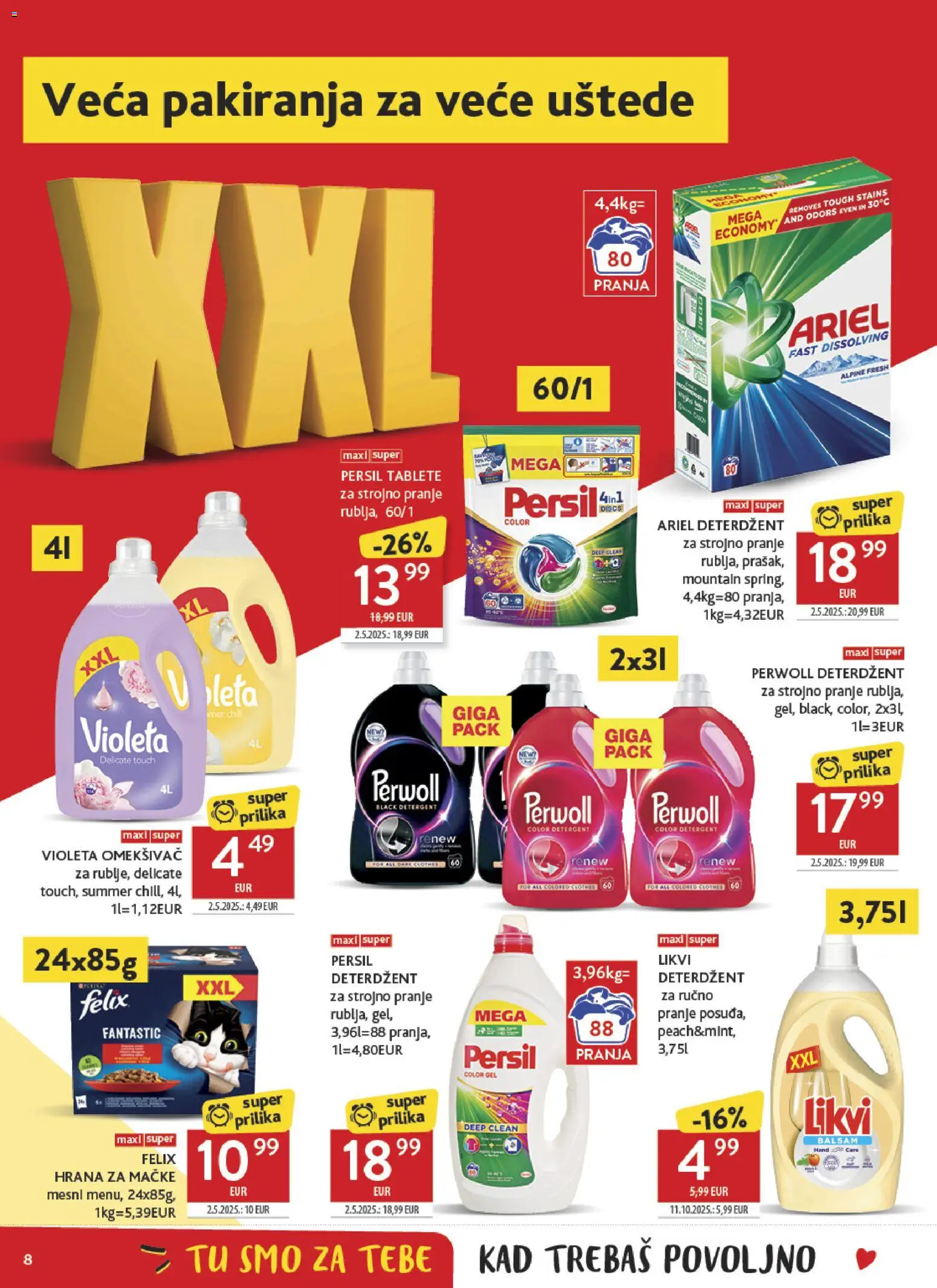 Konzum HR akciós ujság - amely érvényes a következő dátumtól: 14.01.2026 | Oldal: 8 | Termékek: Ariel, Persil, Perwoll