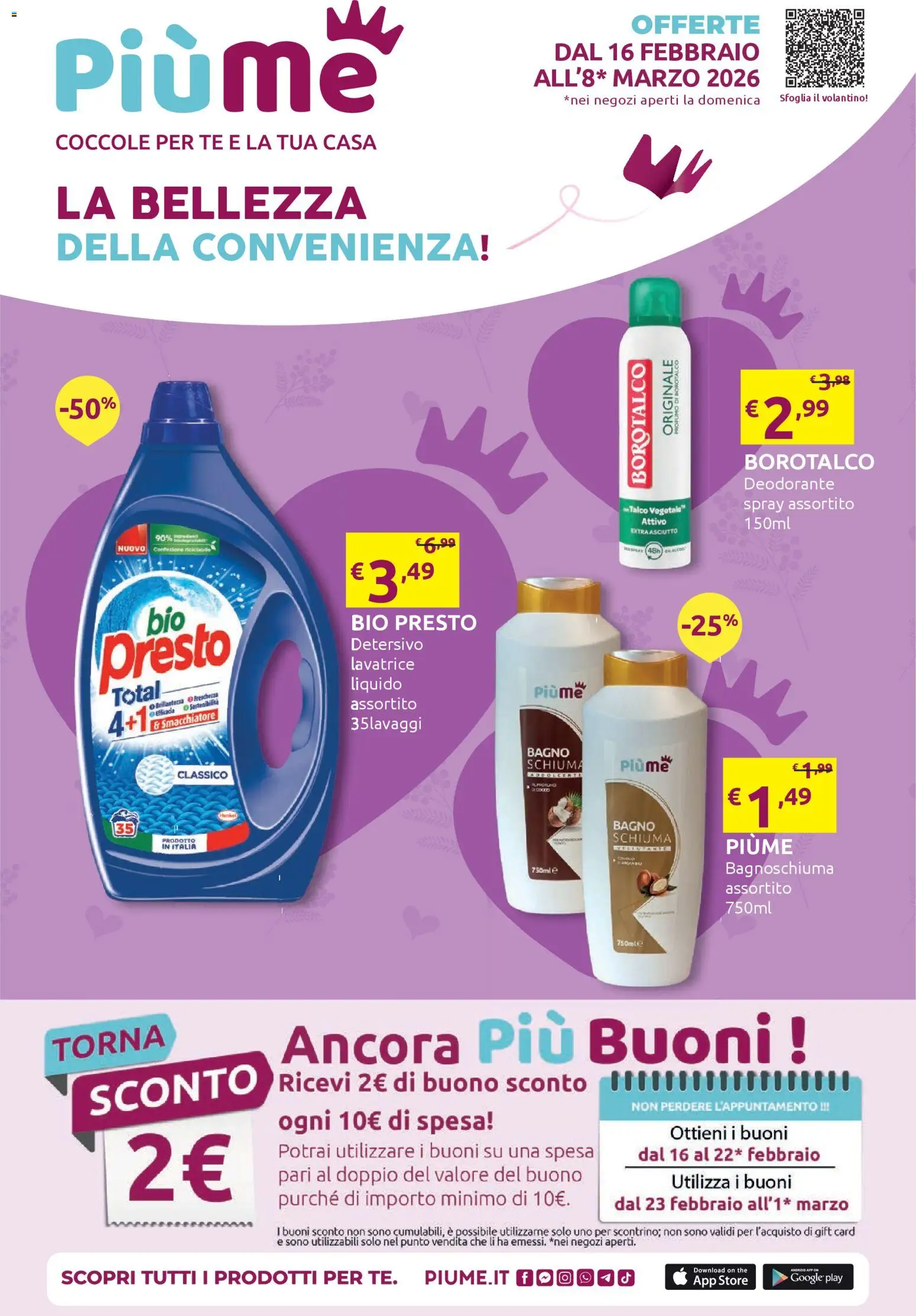 Volantino IperSoap del 16.02.2026 | Pagina: 1 | Prodotti: Bagnoschiuma, Smacchiatore, Lavatrice, The