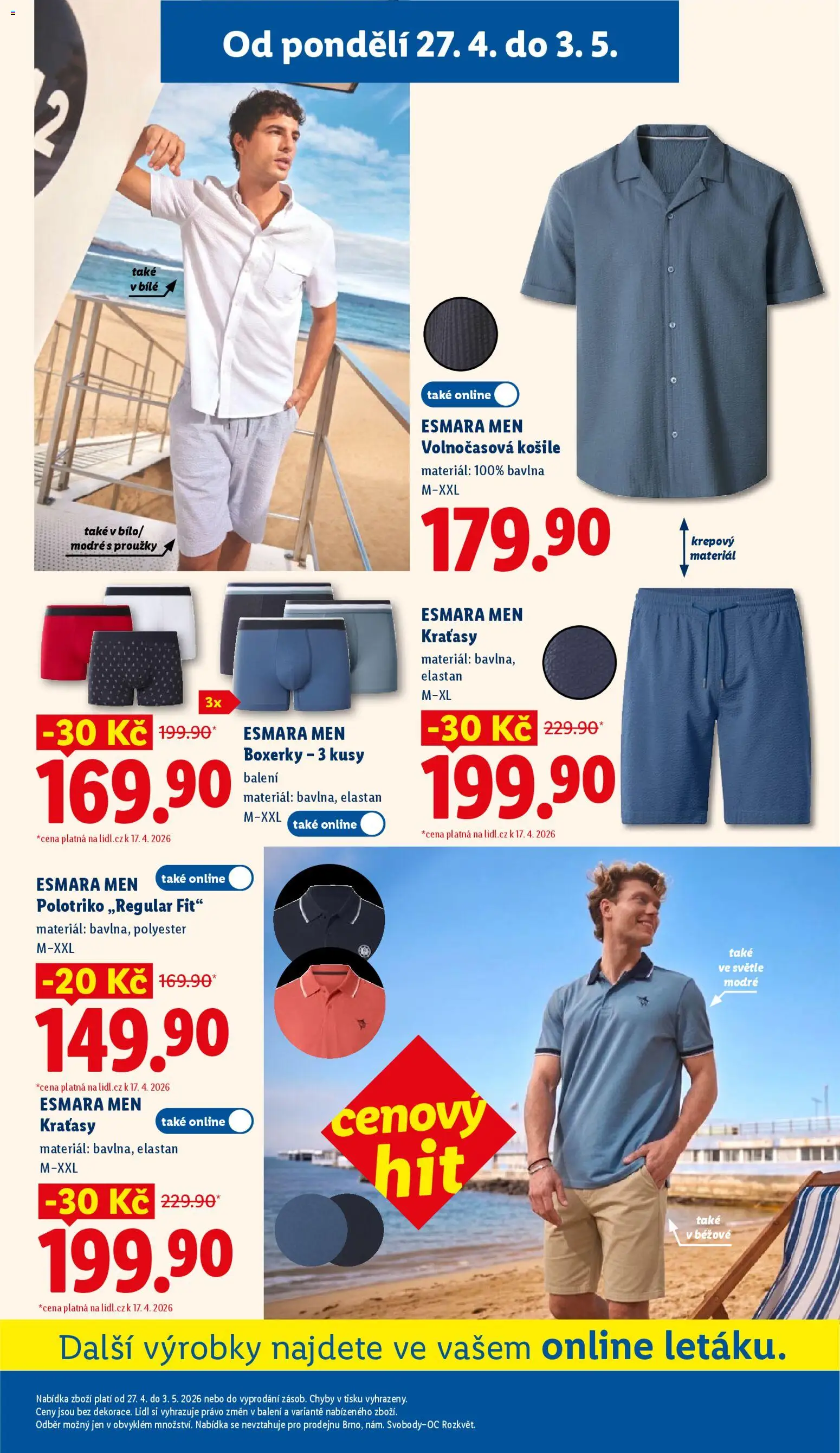Lidl leták - Spotřební zboží od 30.04.2026 | Strana: 7 | Produkty: Košile, Kraťasy, Boxerky