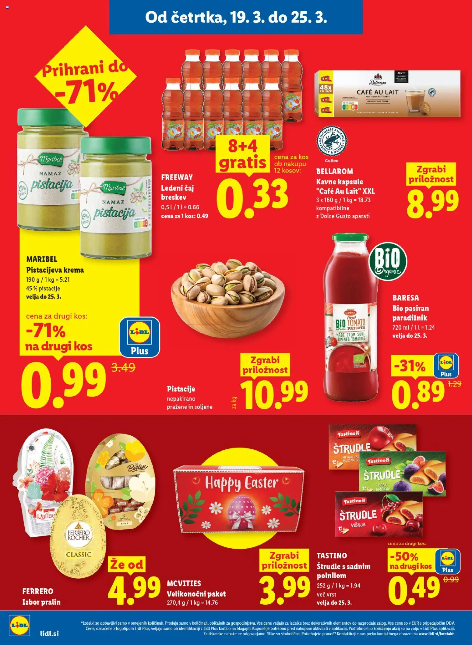 Novi Lidl katalog ponudbe – veljaven od 19.03.2026 | Stran: 8 | Izdelki: Namaz, Kos, Kavne kapsule, Breskev