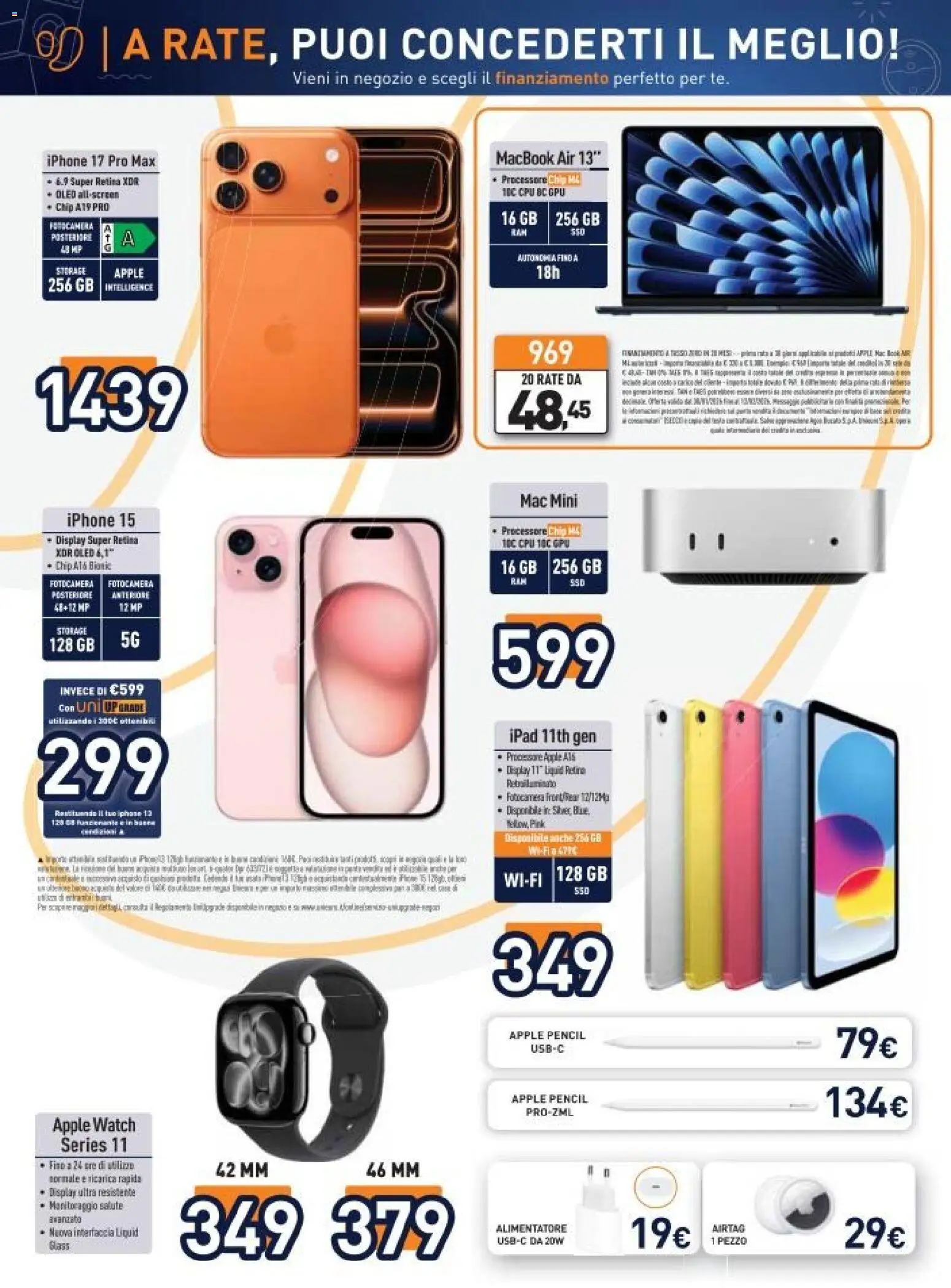 Volantino Unieuro del 13.02.2026 | Pagina: 8 | Prodotti: Macbook air, Ipad, Apple Watch, Macbook