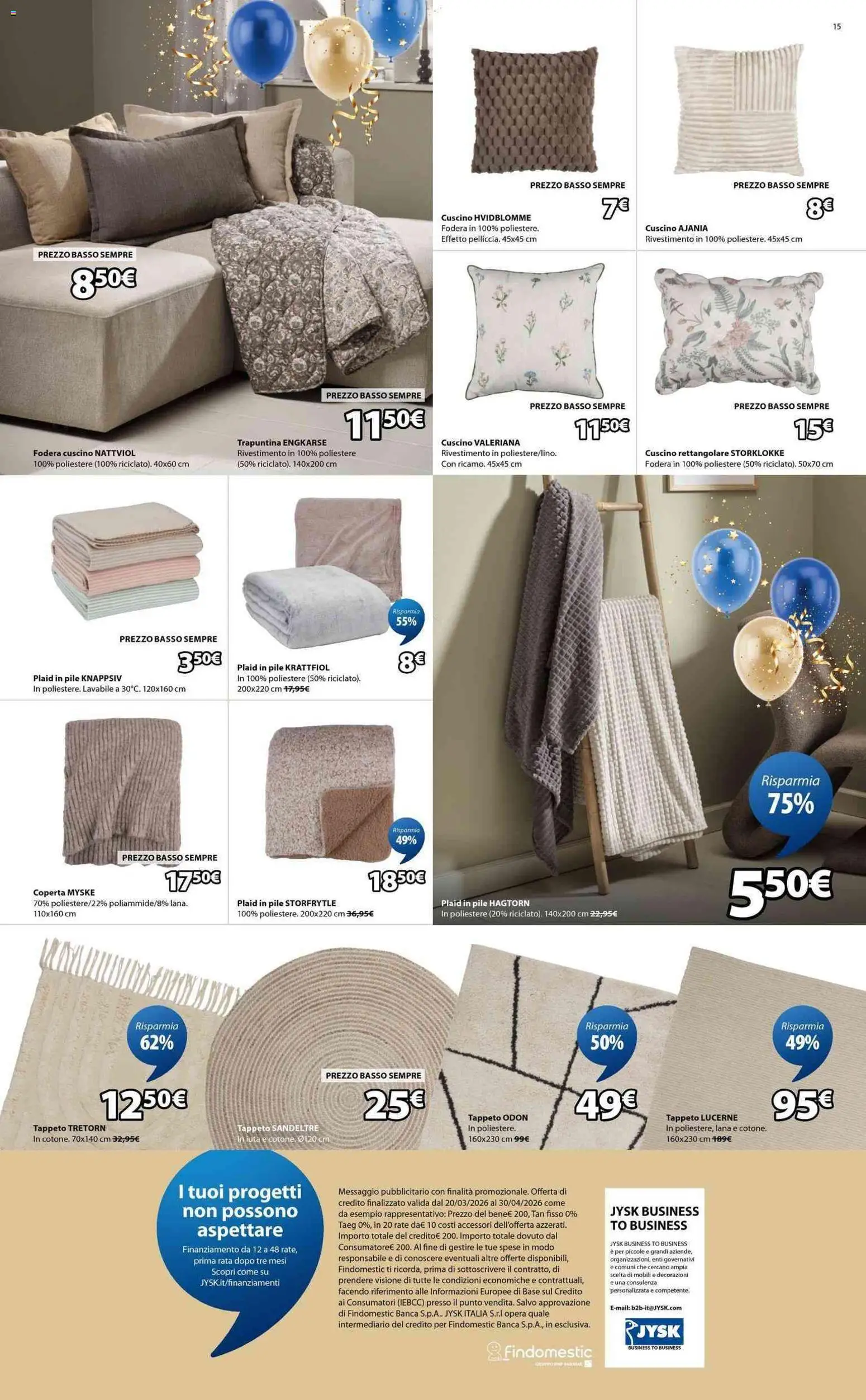 Volantino JYSK del 20.03.2026 | Pagina: 15 | Prodotti: Valeriana, Plaid, Coperta, Decorazioni