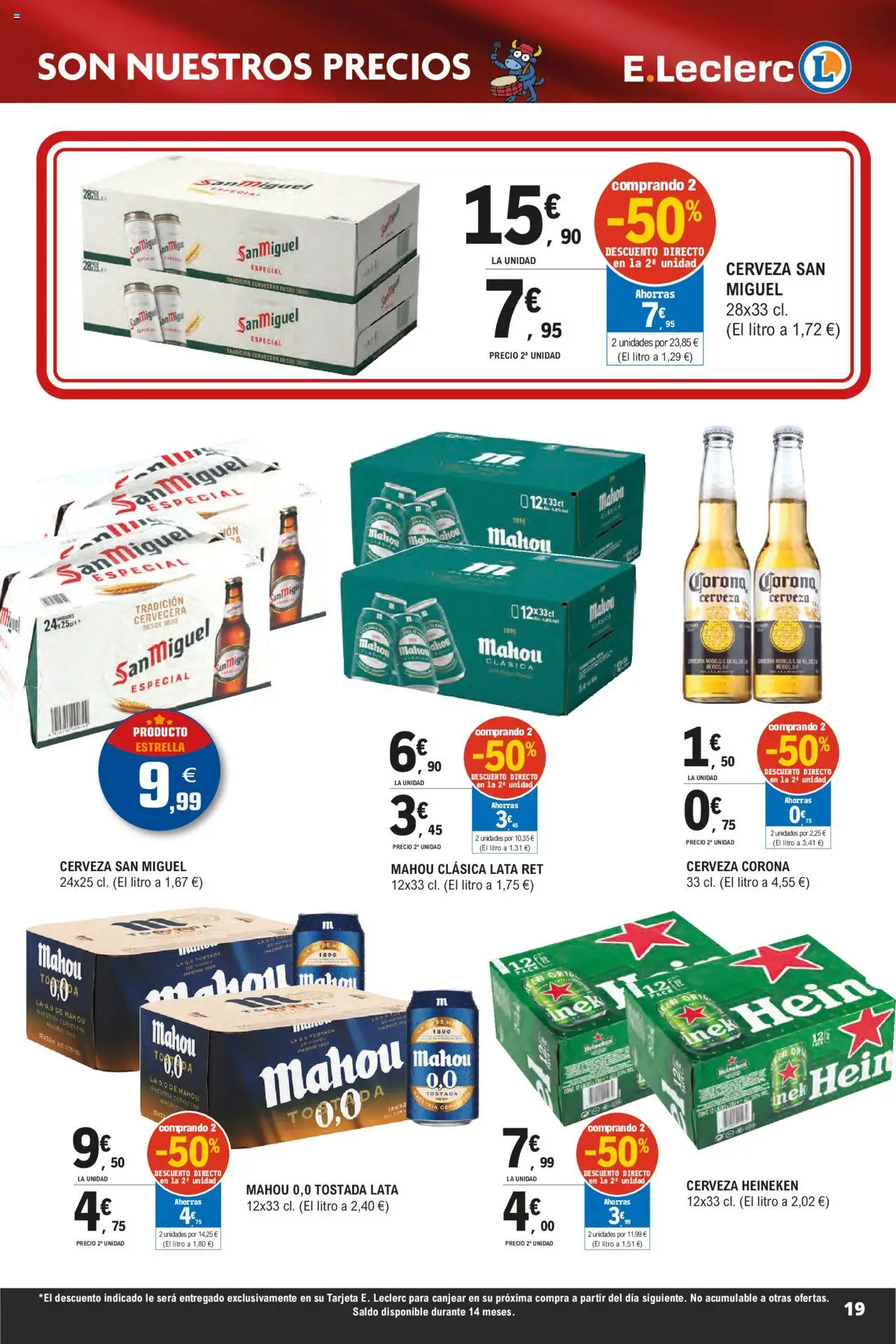 E.Leclerc - Descubre la Calidad y Frescura  │ válido desde el 18.06.2025 | Página: 19 | Productos: Cerveza, Σπανάκι