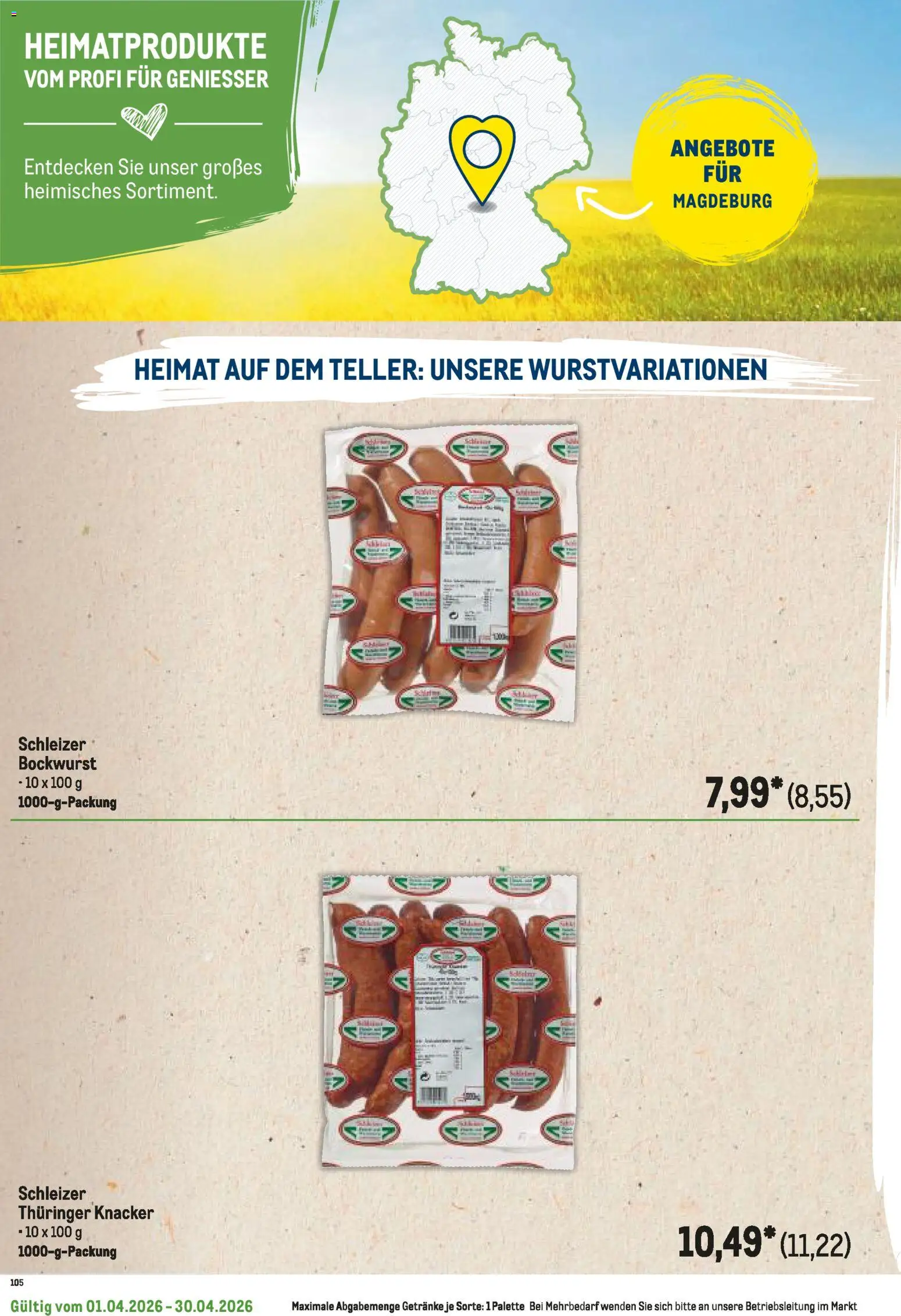 Metro Regionaler Flyer – gültig ab 01.04.2026 | Seite: 96 | Produkte: Bockwurst