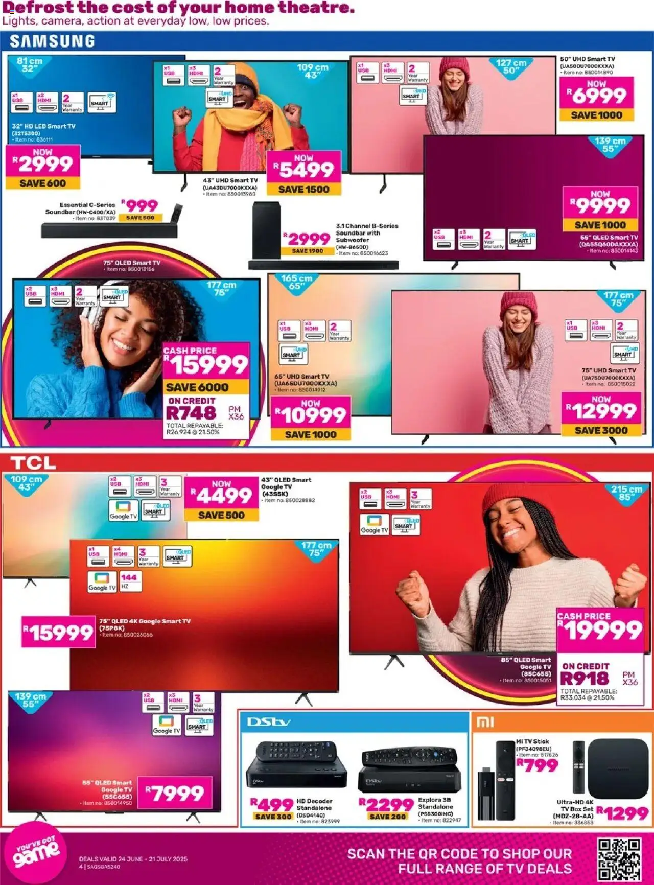 Game Specials │ valid from 24.06.2025 | Page: 4 | Products: Decoder, TV, Soundbar, Subwoofer