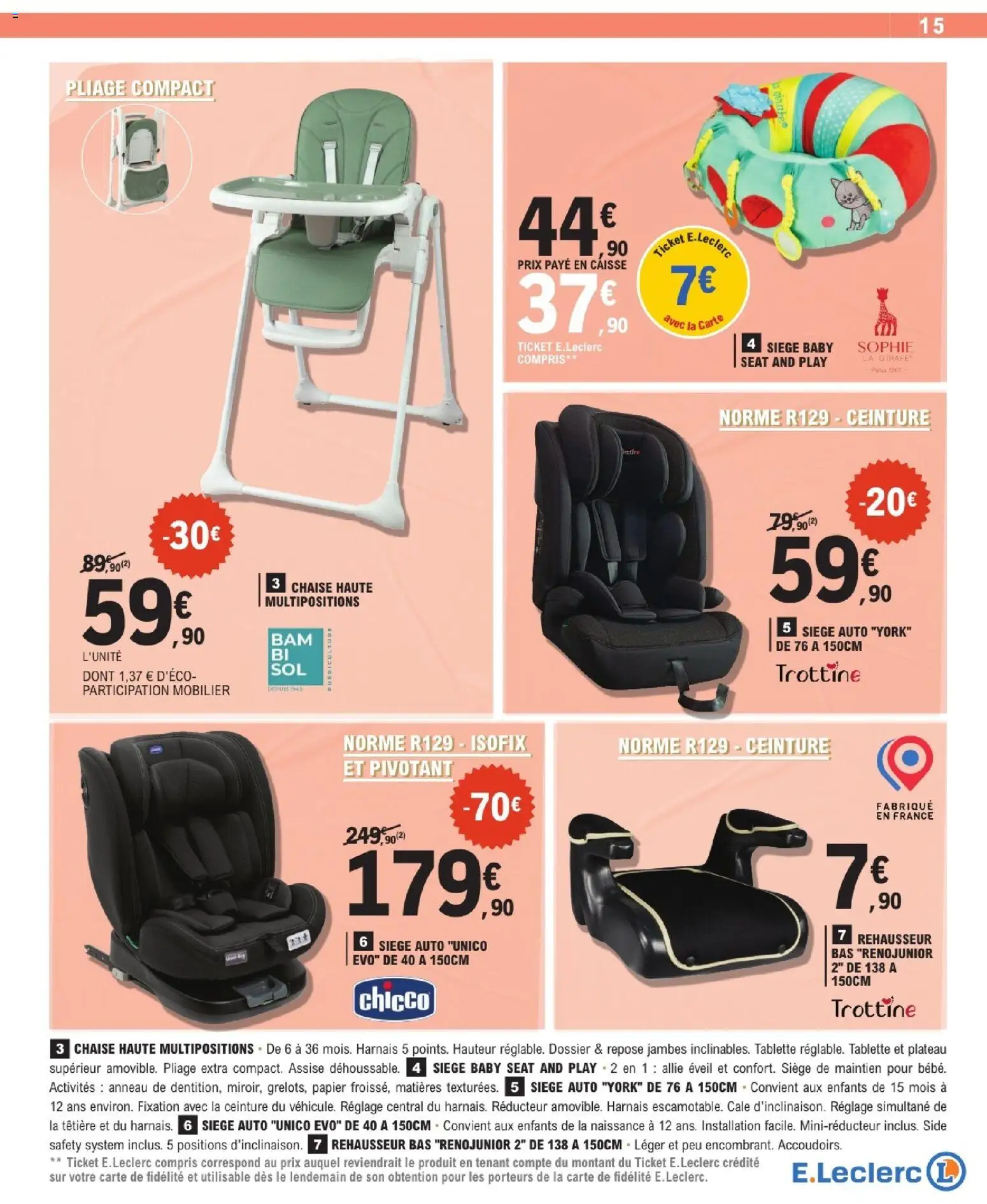 {H1} | Page: 15 | Produits: Tablette, Plateau, Chaise, Siège auto