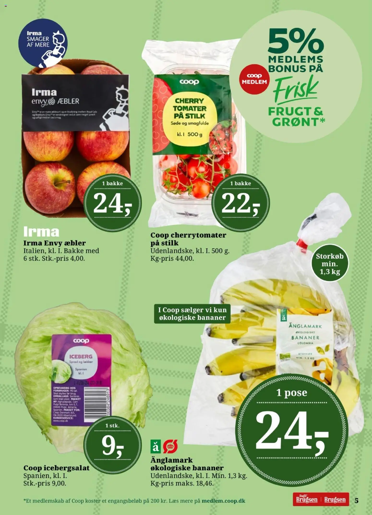 Dagli'Brugsen tilbudsavis – gyldig fra 27.02.2026 | Side: 5 | Produkter: Tomater, Bananer, Cherrytomater, Icebergsalat