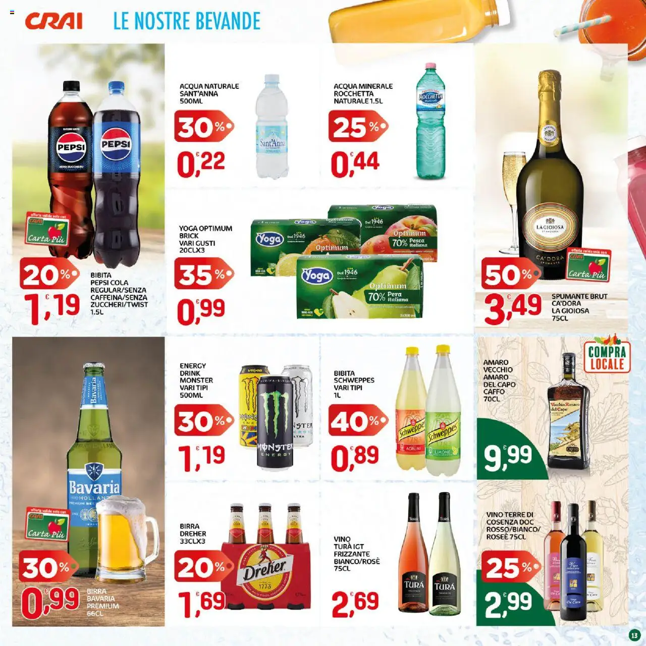 Volantino CRAI del 18.09.2025 | Pagina: 13 | Prodotti: Vino, Spumante, Acqua minerale, Amaro