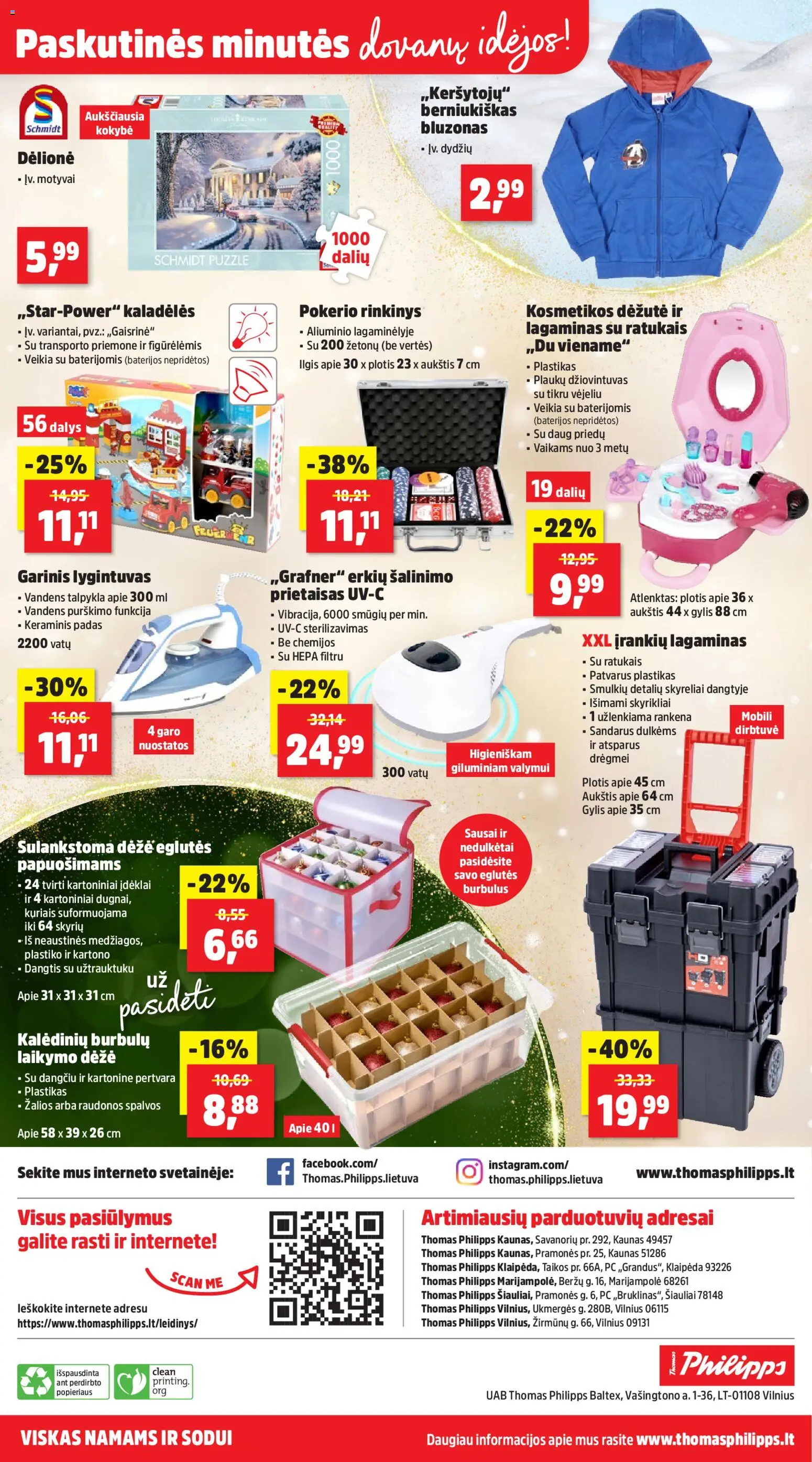 Thomas Philipps akcijos nuo 22.12.2025 | Puslapis: 8 | Prekių: Bluzonas, Dėžė, Lagaminas, Lygintuvas