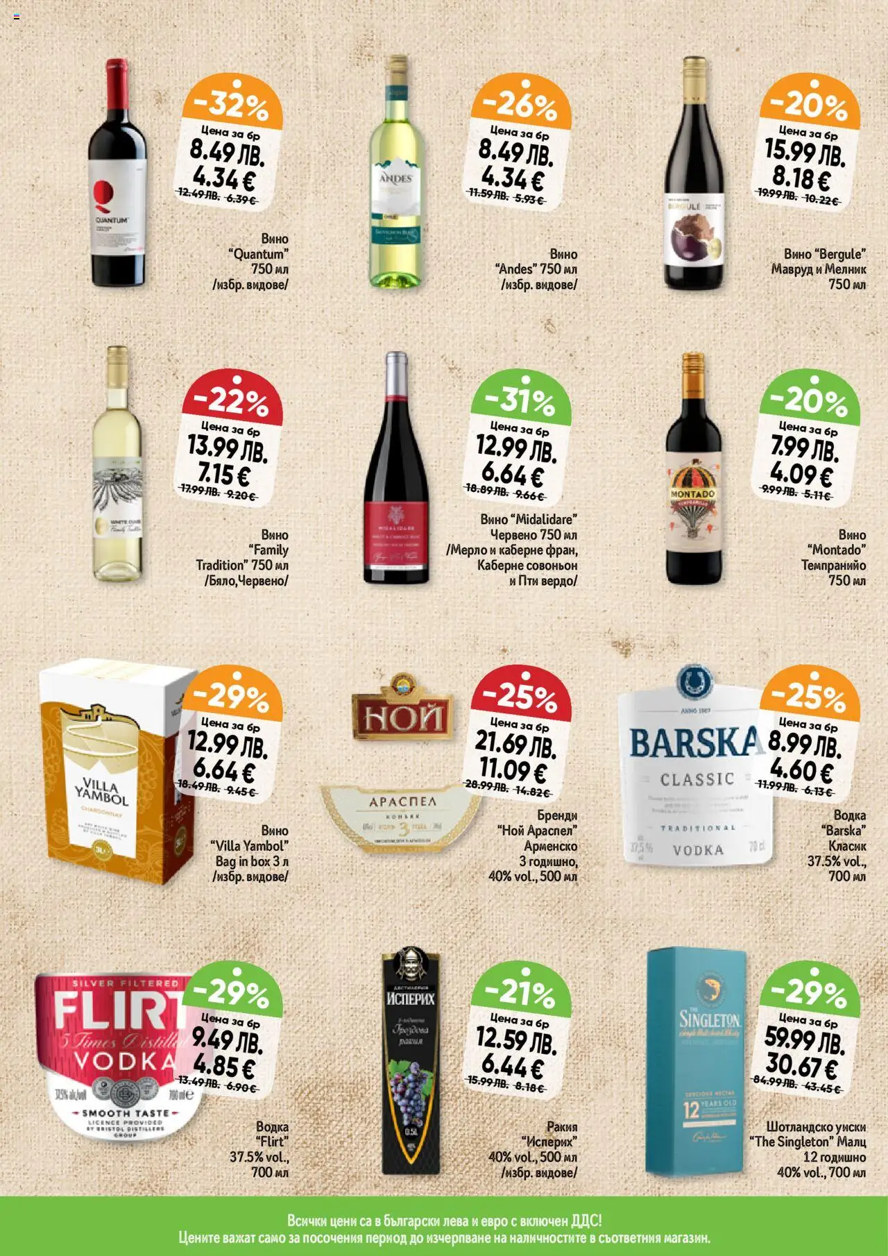 {H1} | Страница: 7 | Продукти: Водка, Уиски, Вино, Бренди