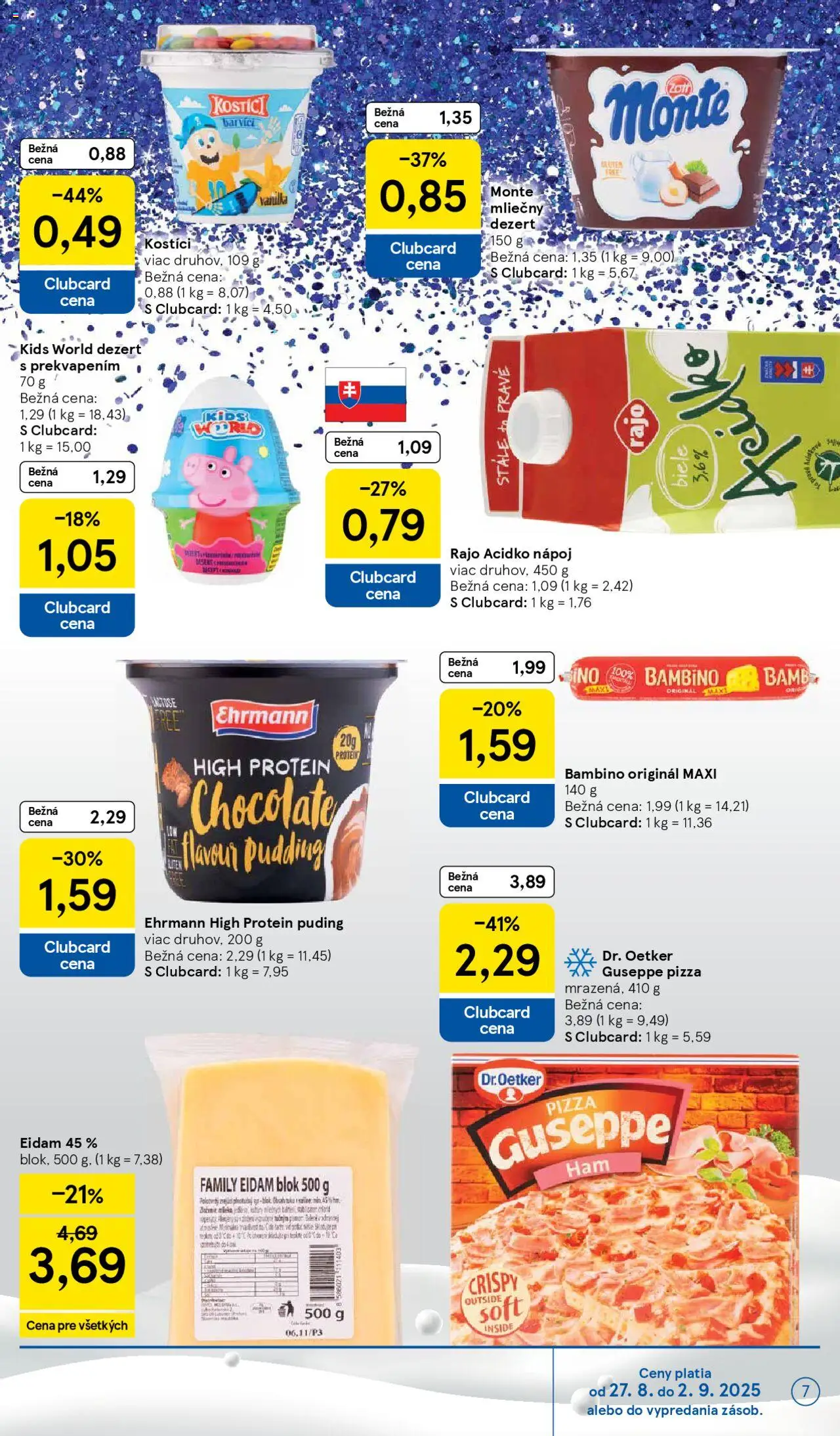 Tesco Hypermarket - leták │ platný od 27.08.2025 | Strana: 7 | Produkty: Eidam, Protein, Puding, Acidko
