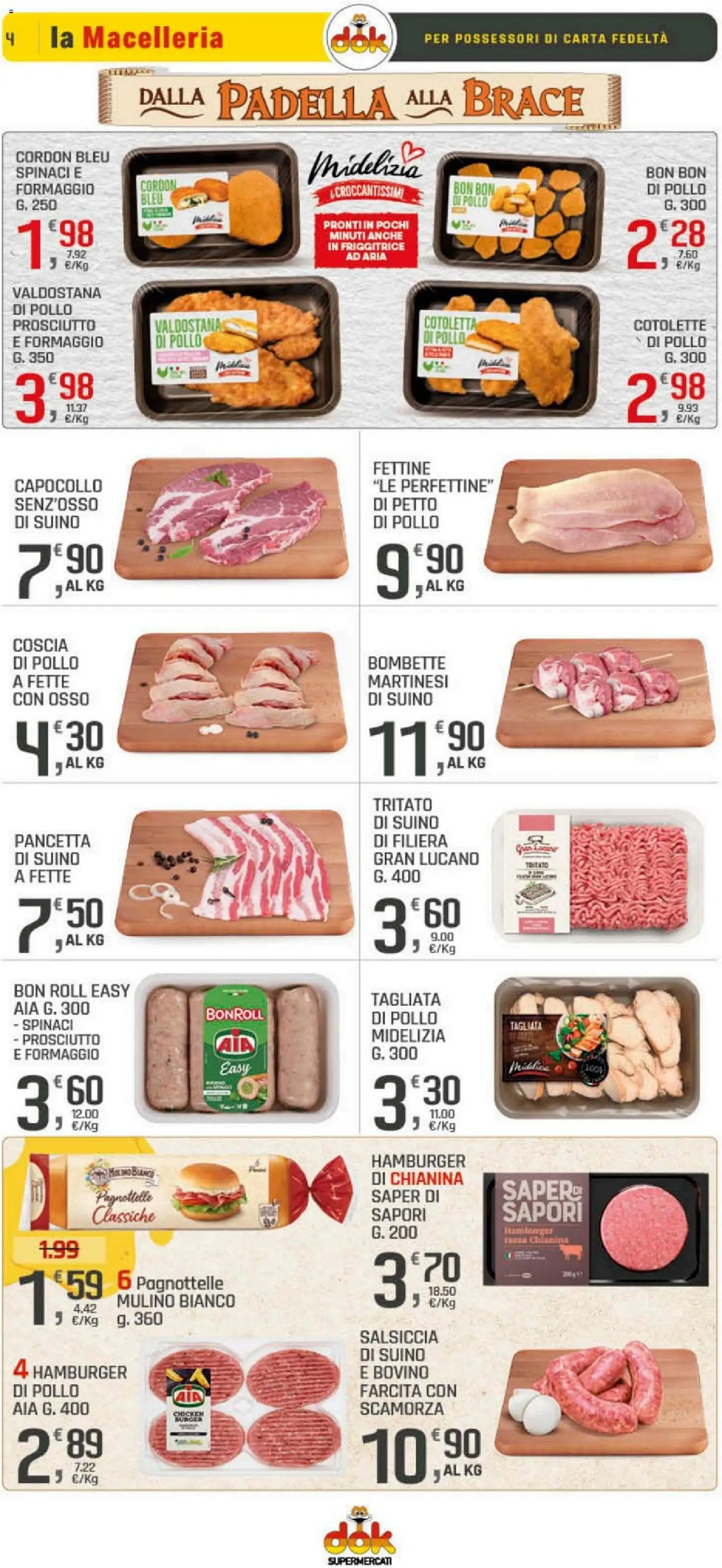 Volantino DOK del 10.04.2026 | Pagina: 4 | Prodotti: Pollo, Pancetta, Suino, Salsiccia