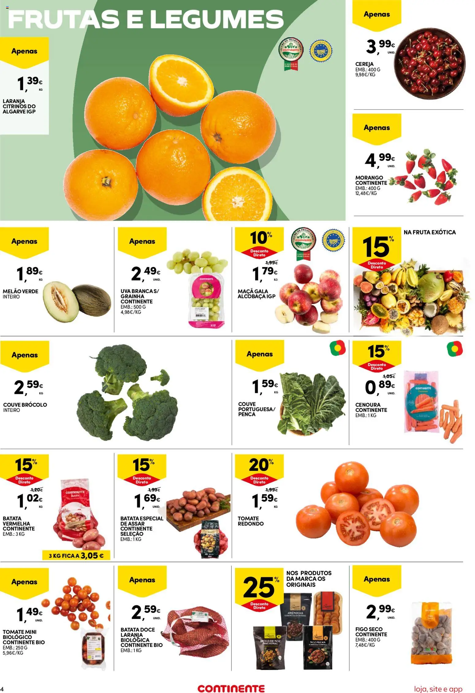 Continente Semanal Continente Bom Dia │ válido de 16.12.2025 | Página: 4 | Produtos: Amêndoas, Batata, Maça, Cenoura