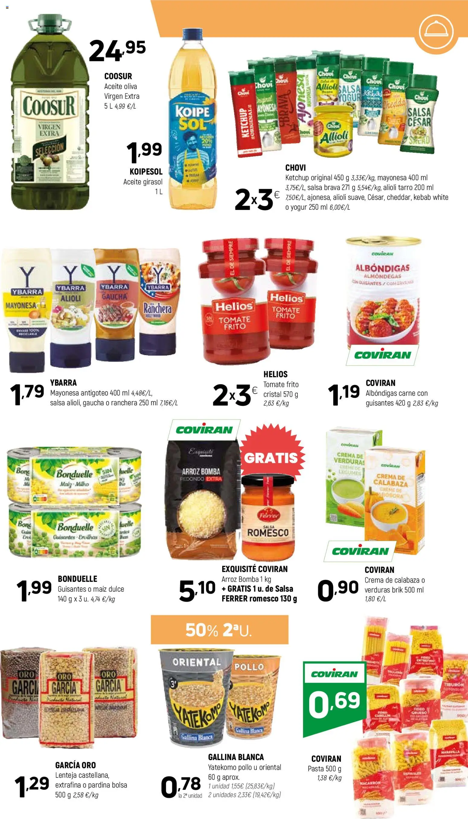 Coviran - Suroriental │ válido desde el 07.04.2026 | Página: 7 | Productos: Aceite, Salsa brava, Pasta, Οθόνη προβολής