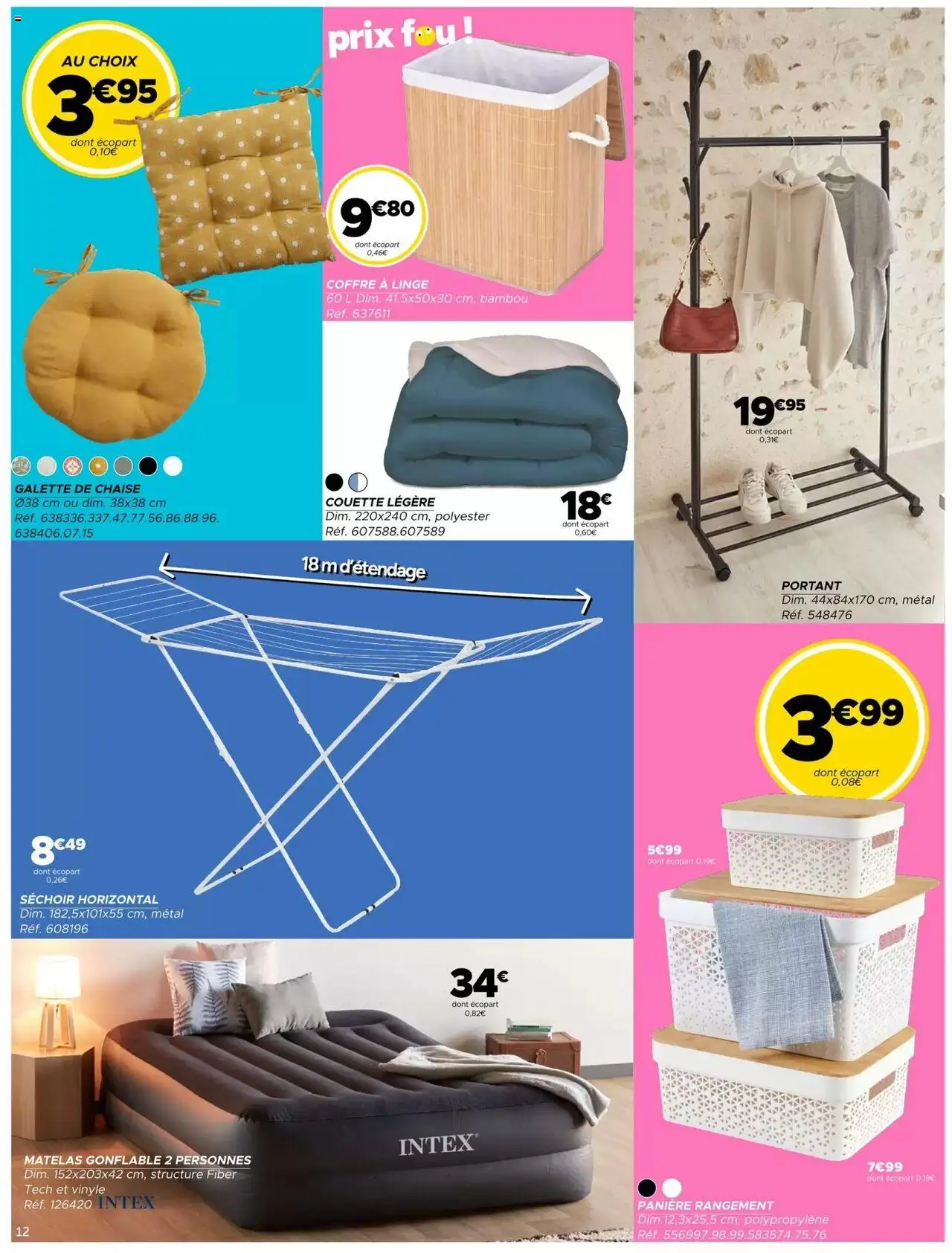  | Page: 12 | Produits: Matelas gonflable, Chaise, Galette de chaise, Couette
