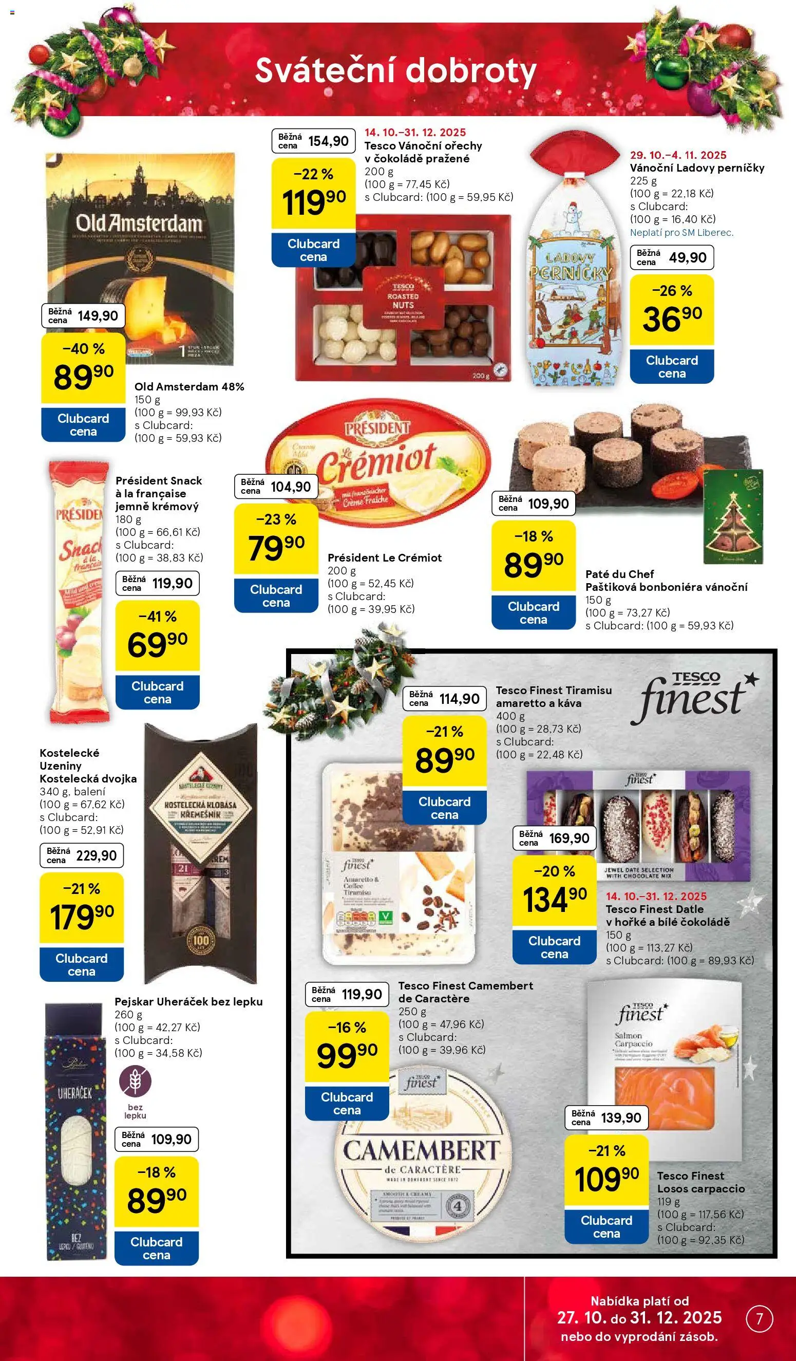 Tesco leták - Supermarket od 29.10.2025 | Strana: 7 | Produkty: Tiramisu, Ořechy, Losos, Uzeniny