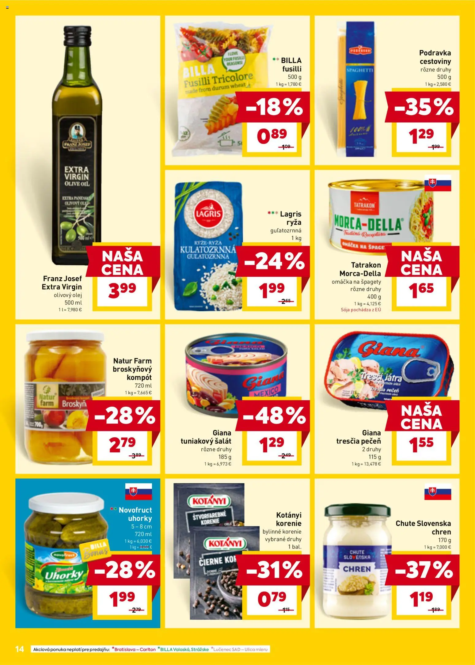 Nové Billa akcie – leták je platný od 25.03.2026 | Strana: 16 | Produkty: Cestoviny, Šalát, Korenie, Špagety