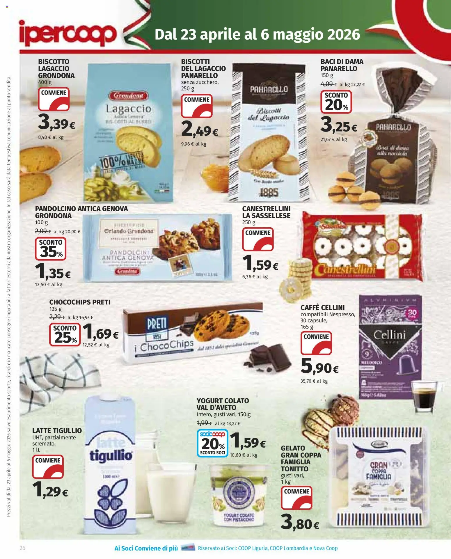 Volantino Ipercoop del 23.04.2026 | Pagina: 26 | Prodotti: Caffè, Gelato, Latte, Data