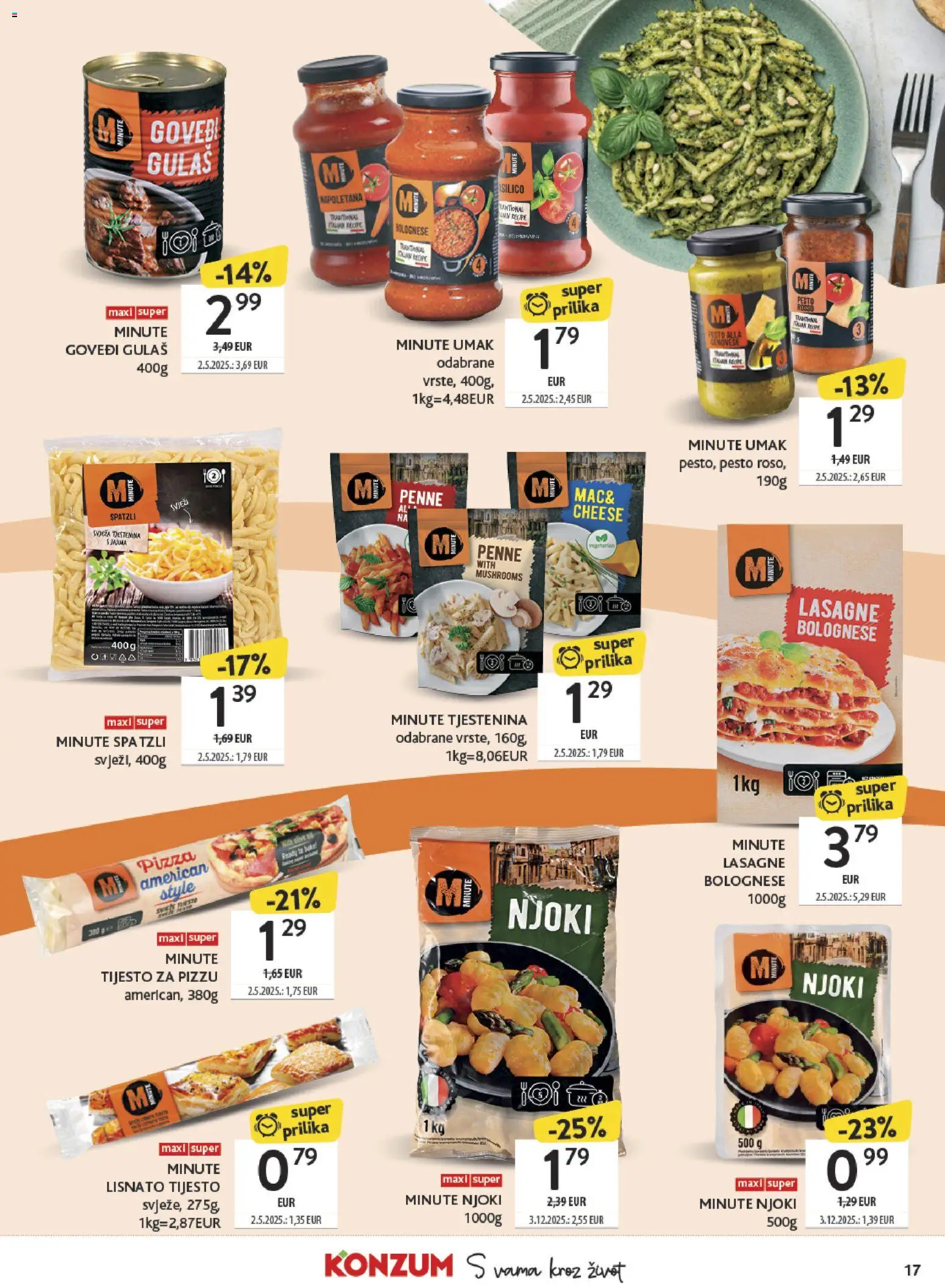 Konzum katalog | vrijedi od 19.01.2026 | Stranica: 17 | Proizvodi: Lasagne, Pizza, Njoki, Umak